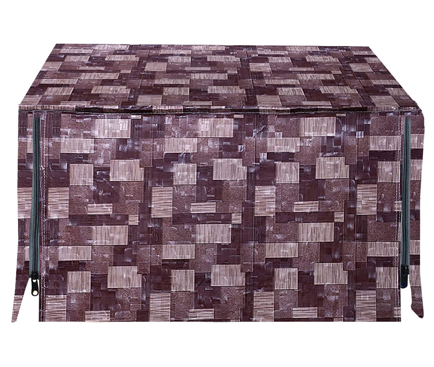 Microwave Oven Cover - PVC, 3D Check Print | Rectangular | 20 Ltr | Brown | Standard Size