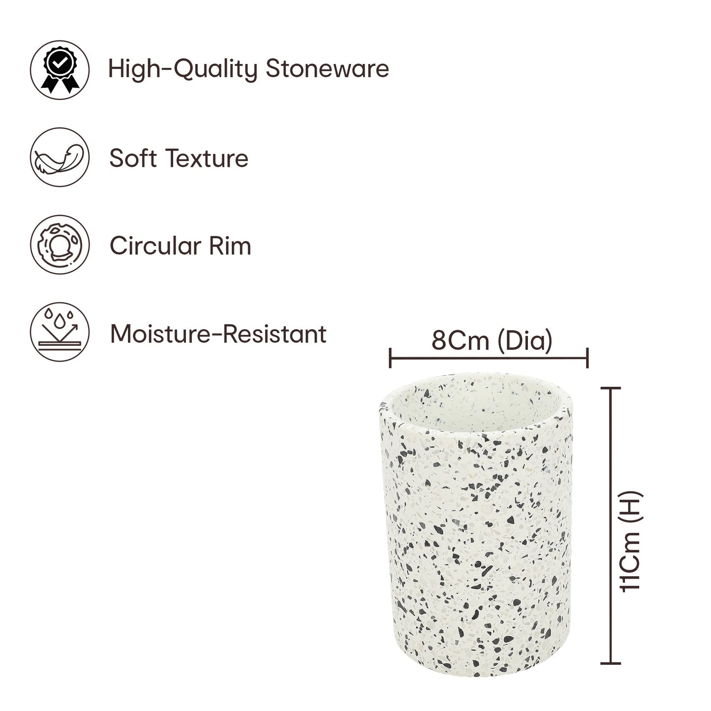 Anko Terrazzo Toothbrush Holder for Bathroom | Comb, Razor, Toothpaste, Makeup Brush Holder | Toothbrush Stand Bathroom Organiser | Storage Organiser Stand for Home, Office, Wash Basin