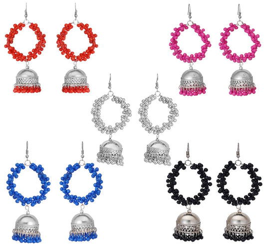 Yellow Chimes beautiful silver jhumka earrings - stylish accessory