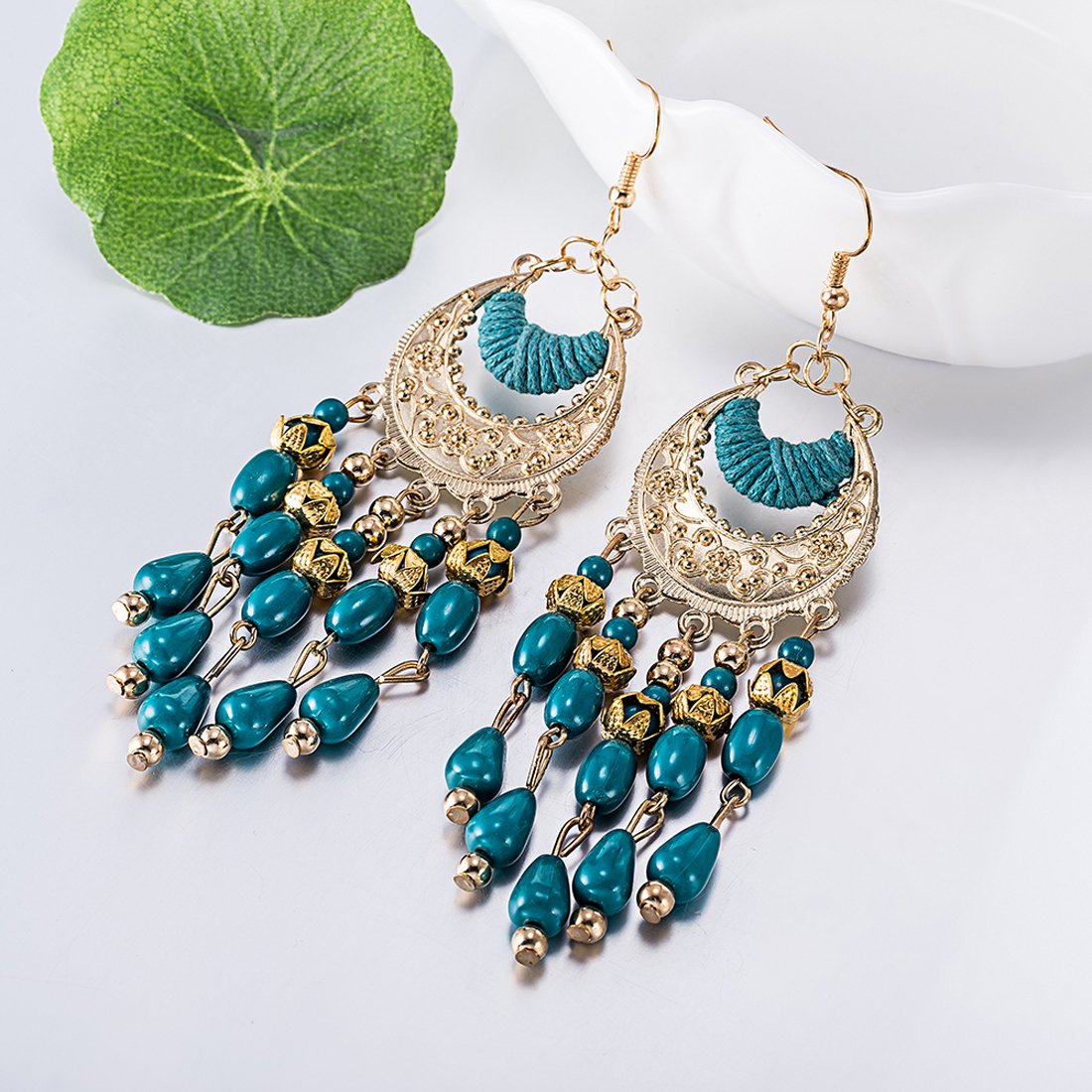 Yellow Chimes Blue Dangle Earrings - Non-allergic fashion jewellery