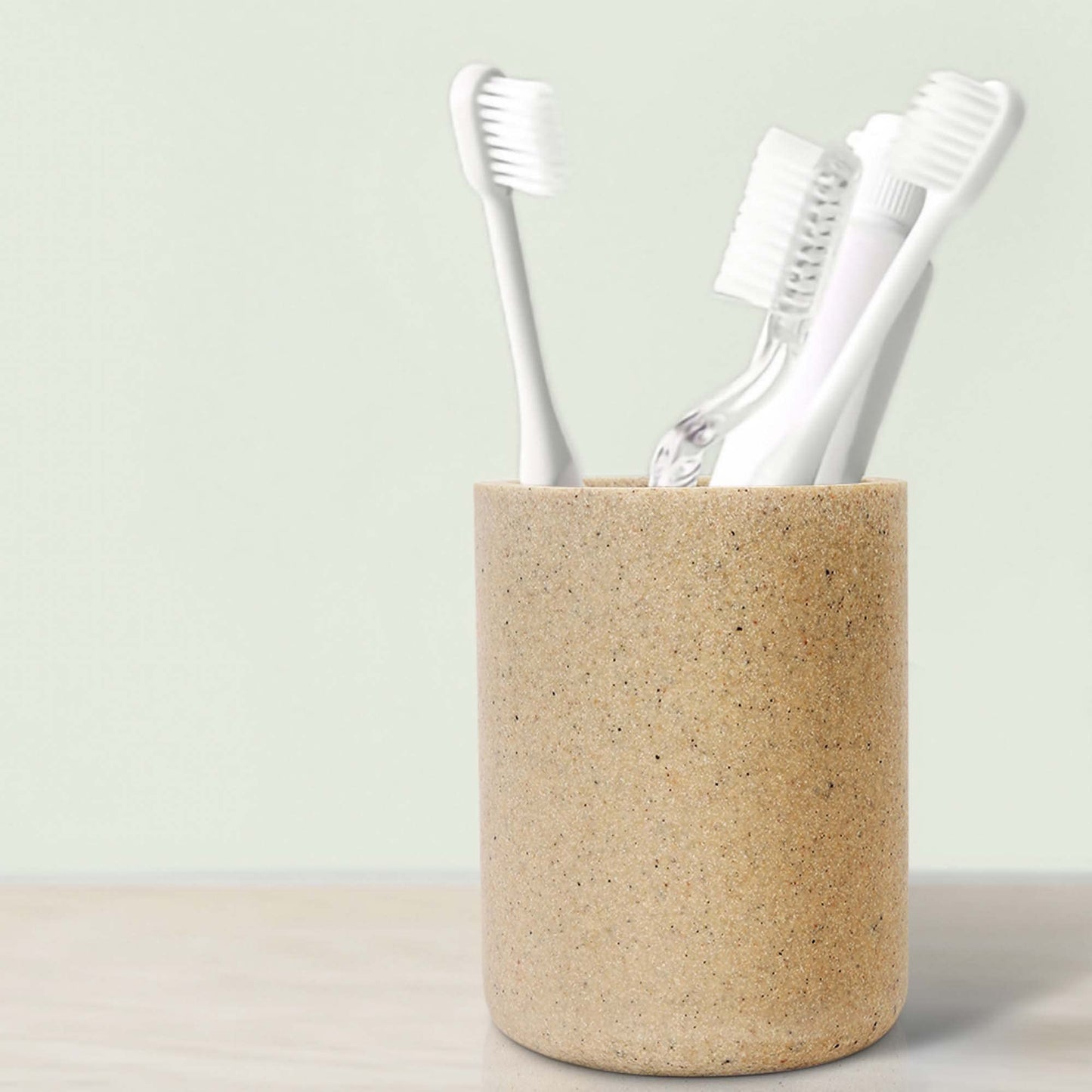 Toothbrush Holder | Versatile Ribbed Design, Fits Makeup Brushes & Pens | 450ML | Black Stoneware