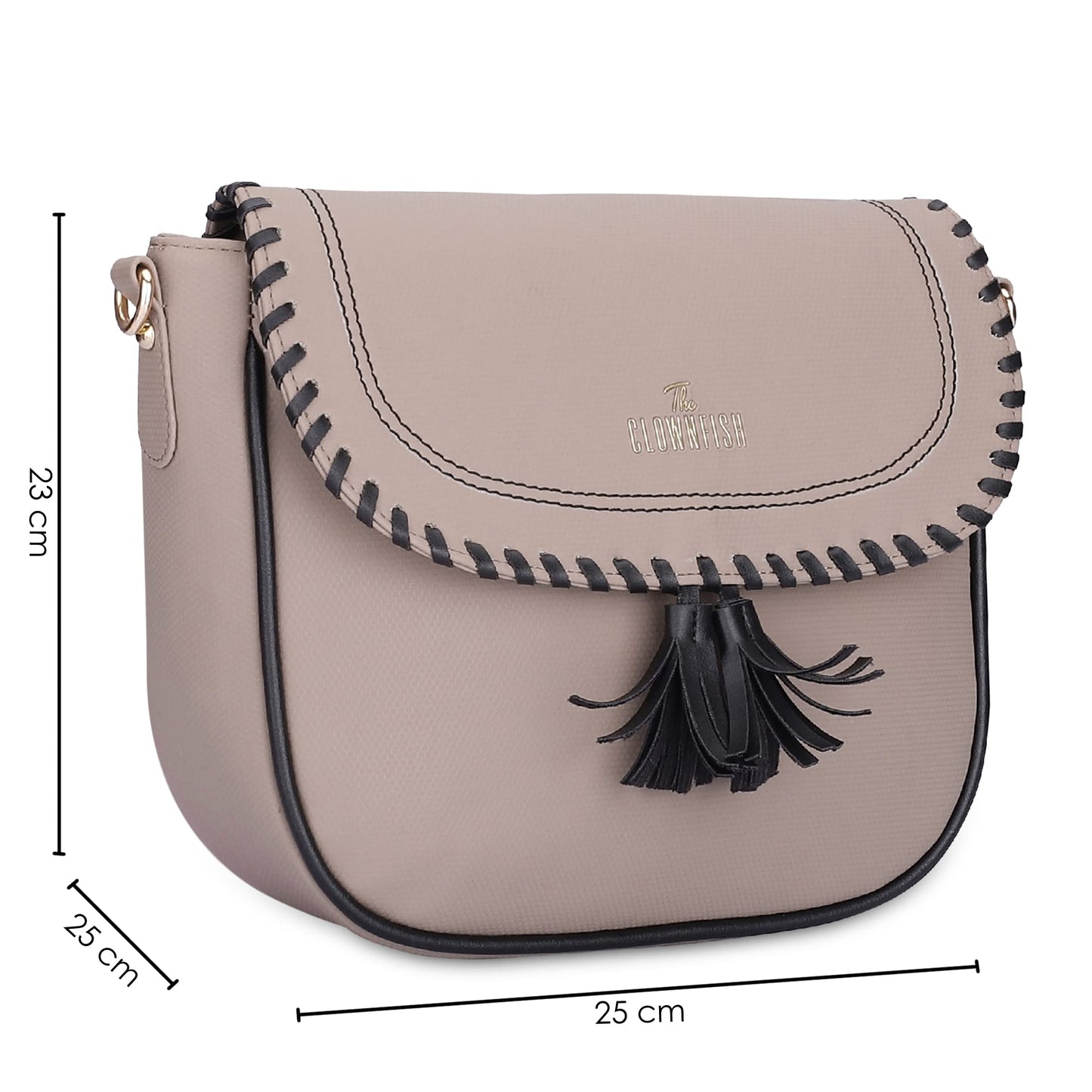 THE CLOWNFISH Rochelle Faux Leather Sling Bag - Waterproof, Casual Style | Crossbody | M | Peach