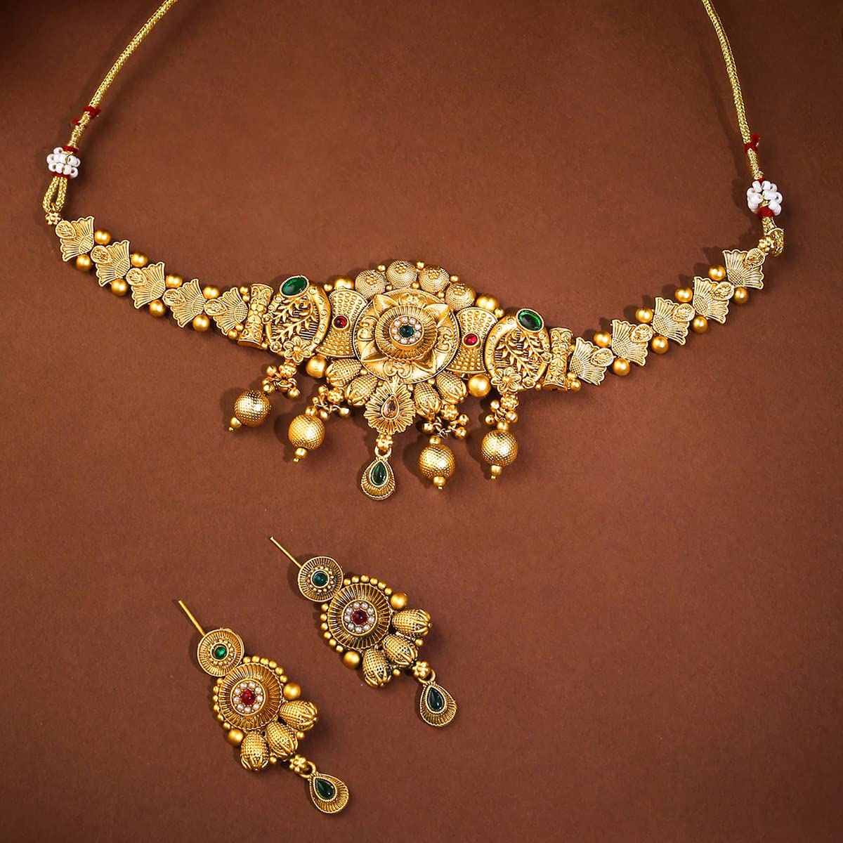 Yellow Chimes Gold Bridal Jewellery Set - Wedding Occasion