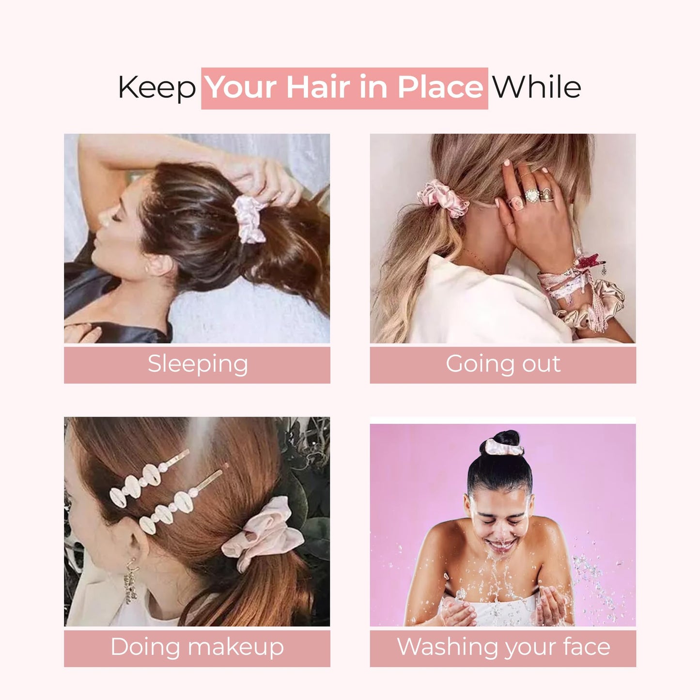 Prolixr Pink Satin Scrunchie - Ideal for gym use