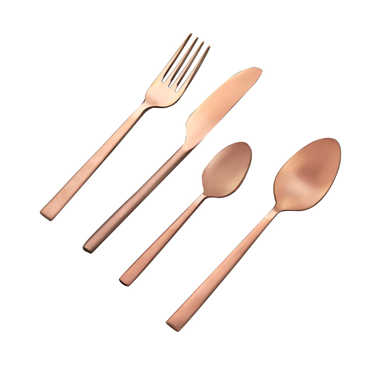 Ellementry Enigma Rose Gold Cutlery Set of 4 | Stainless Steel Set | Food Grade Silverware for Home & Kitchen | Dishwasher Safe | Cutlery Set for Dining Table | Spoon/Fork/Knife Set (Pack of 4)