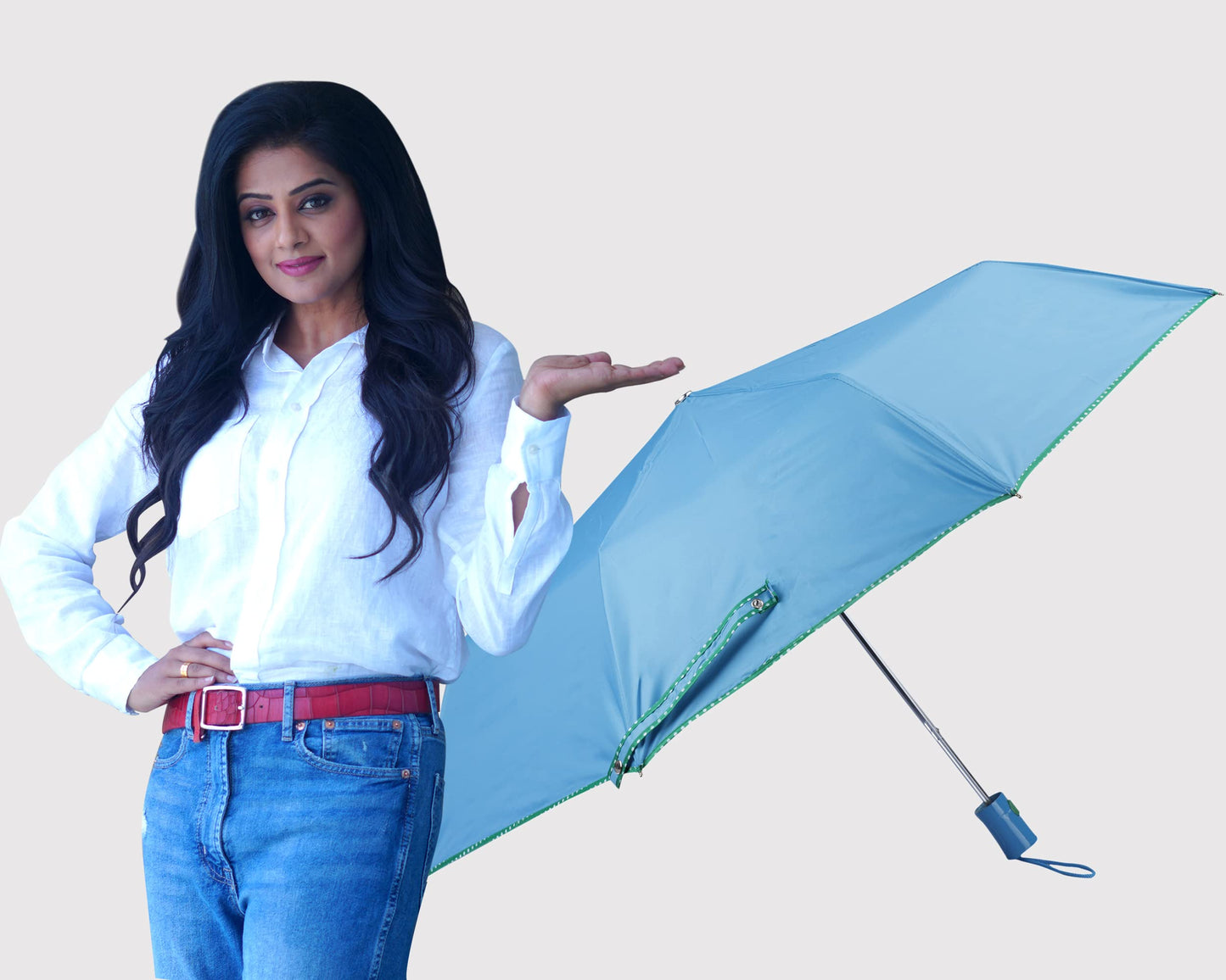 Single: Monochrome 3-Fold Umbrella - Waterproof, Auto Open, Double Coated | Skyblue | For Men & Women