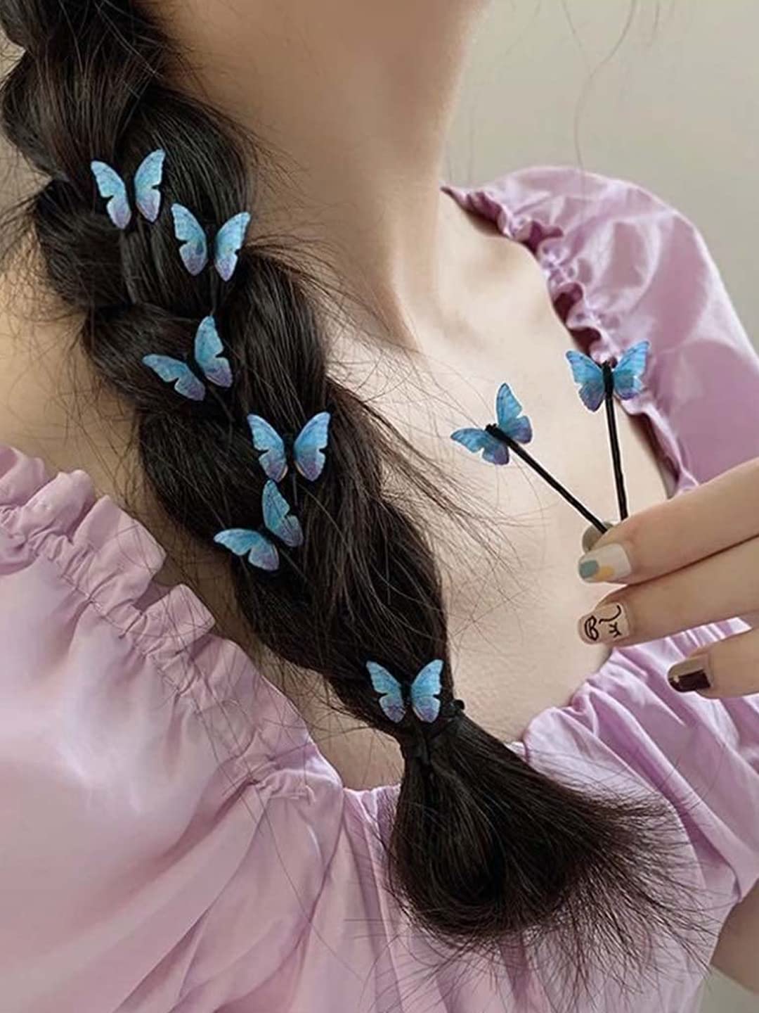 Yellow Chimes blue butterfly bobby pins - secure and elegant