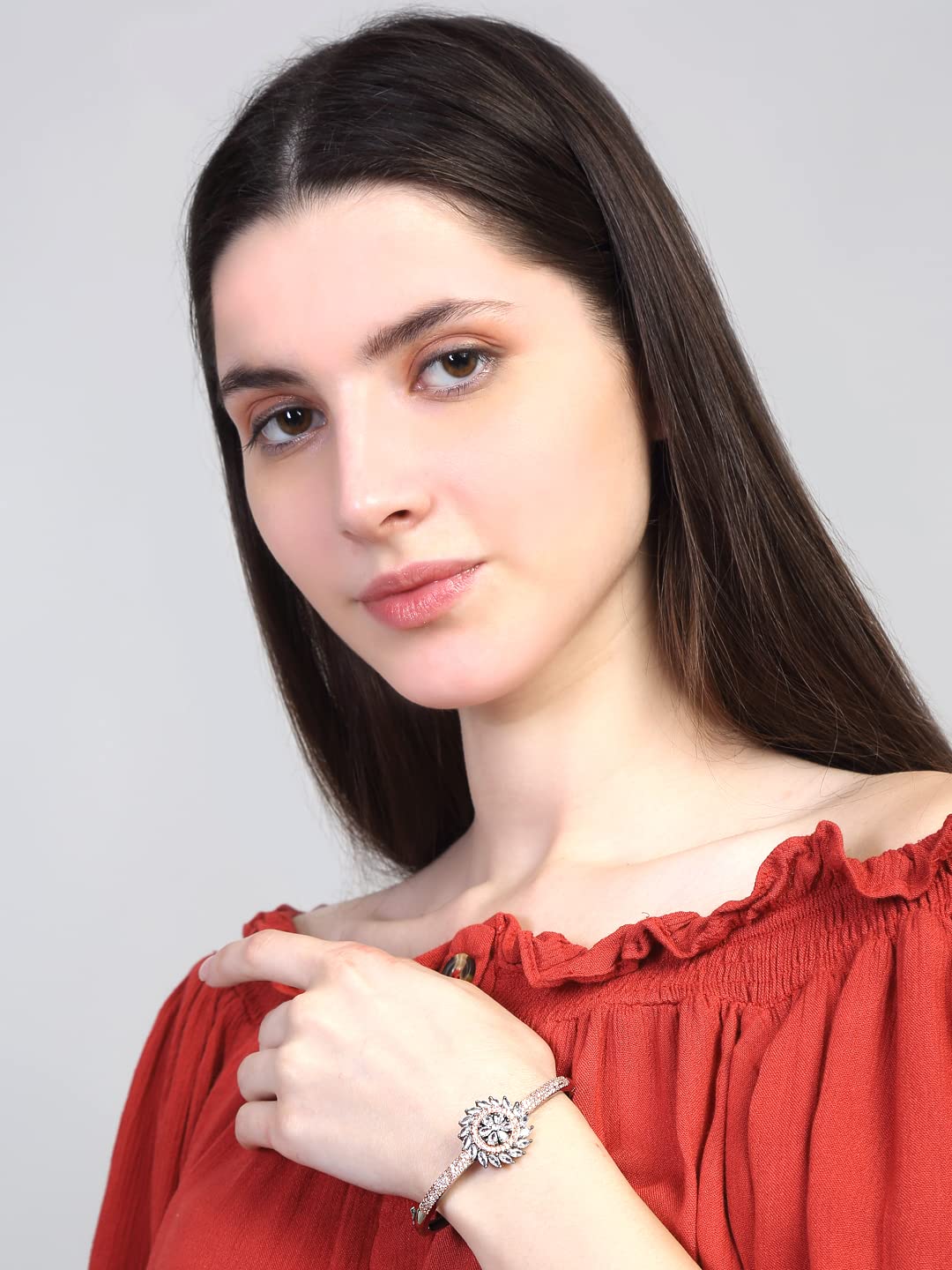 Yellow Chimes AD Bangle Bracelet - Elegant evening wear accessory