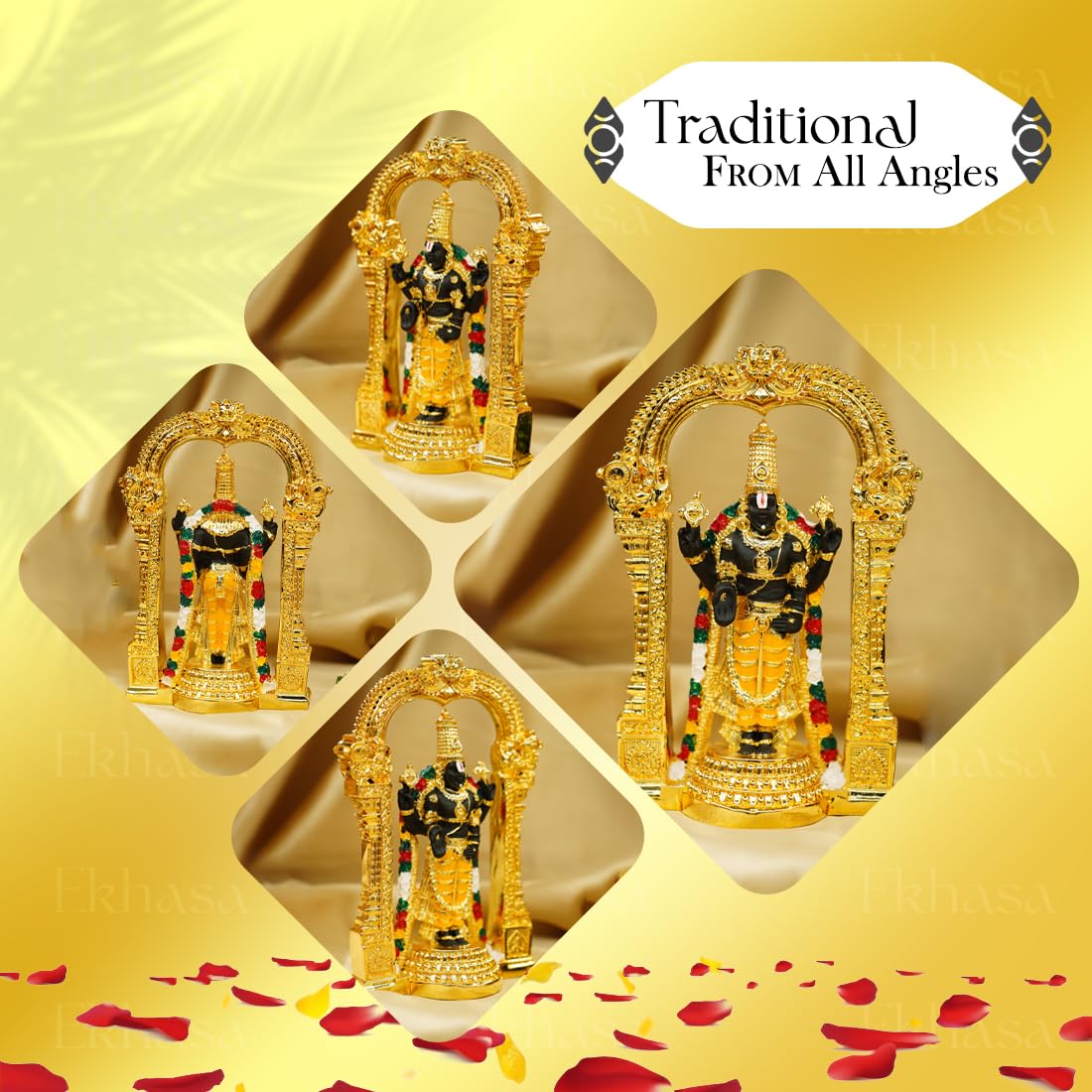 Resin Tirupati Balaji Idol - Traditional Venkateswara Swamy Murti for Home & Office Decor | 12.5 cm | Balaji