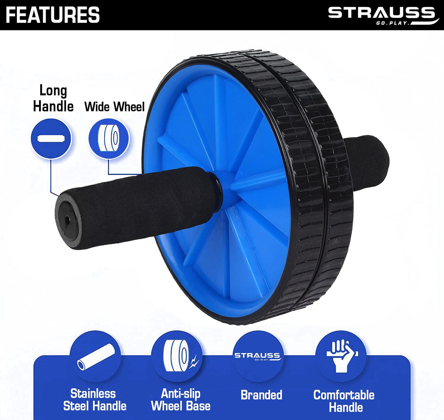 Strauss Double Wheel Ab Roller - Home workout
