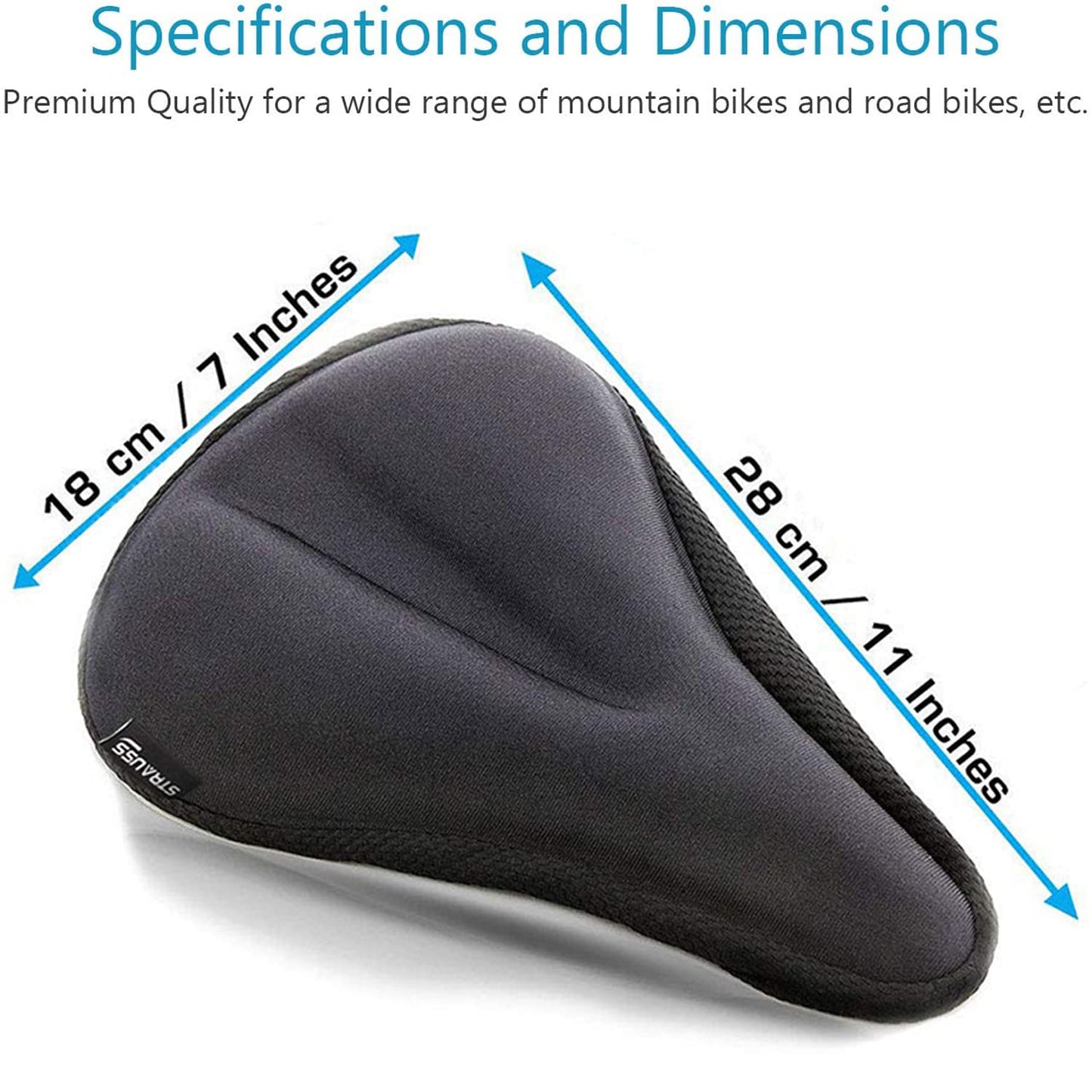 Strauss Bicycle Premium Saddle Foam Seat Cover with Anti-Slip Granules & Soft, Thick Padding | Superior Comfort, Breathable Design | Comes with Adjustable Rope Straps & Fits All Cycles, (Black)