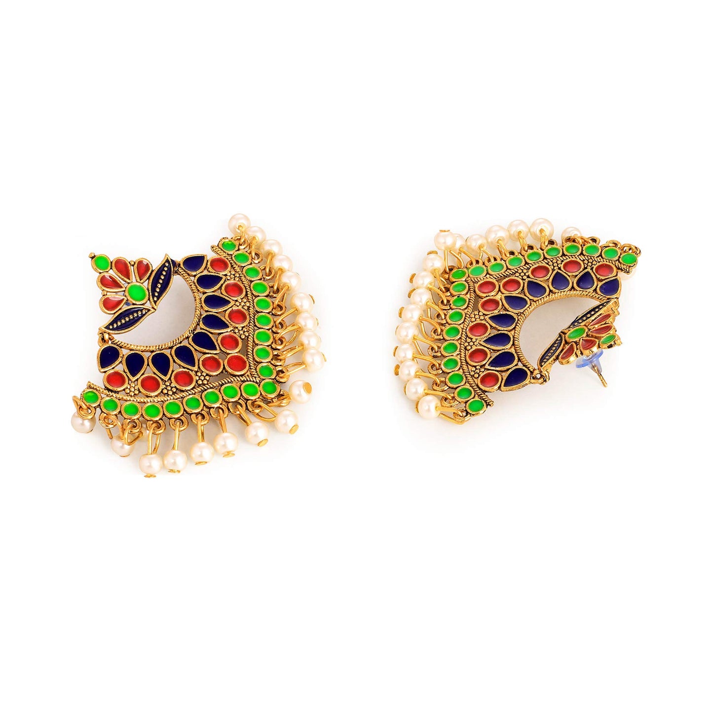 Yellow Chimes Beautifully Enamelled Stylish Gold Plated Meenakari Chandbali Earrings for Women and Girls…