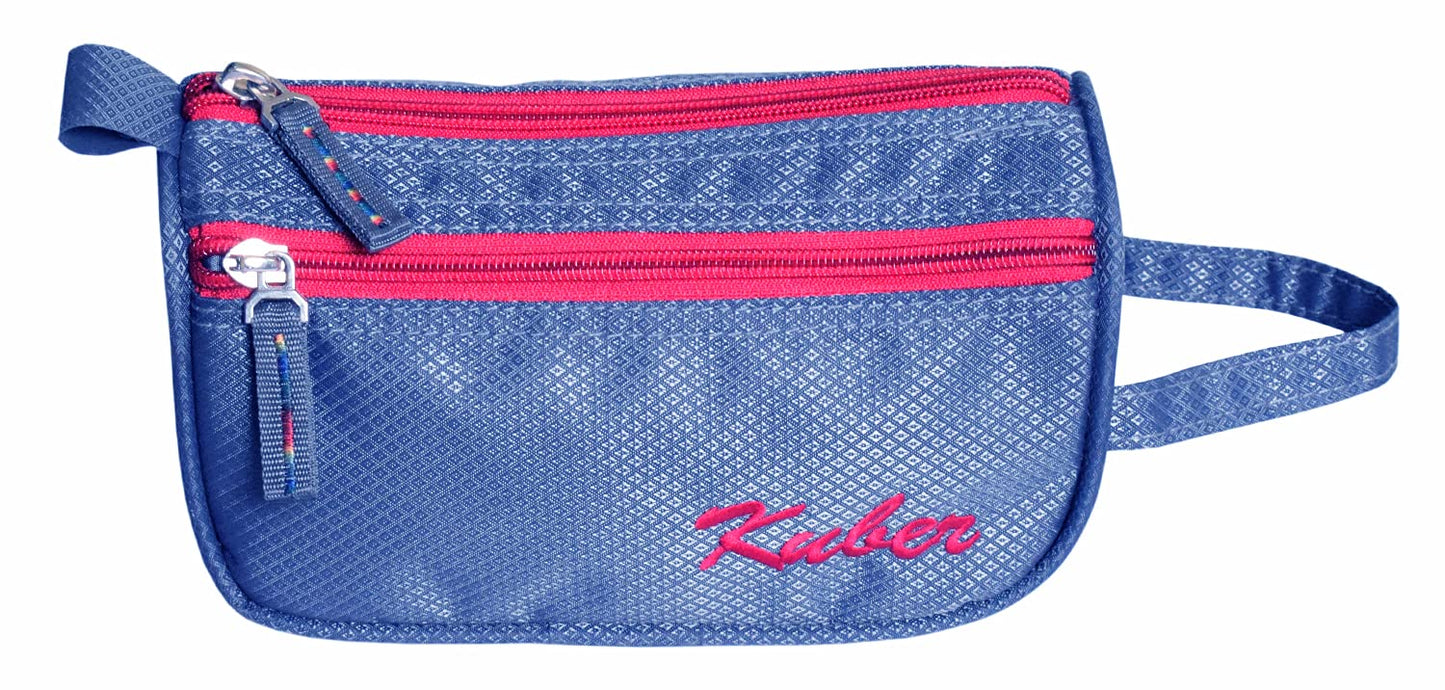 Kuber Industries Portable Lightweight Rexien Travel Toiletry Bag Shaving Kit with Carrying Strap (Blue)