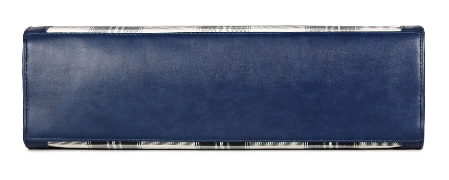 Handbag: Stylish Shoulder Tote for Women - Checks Design | Perfect for Office & College | Navy Blue