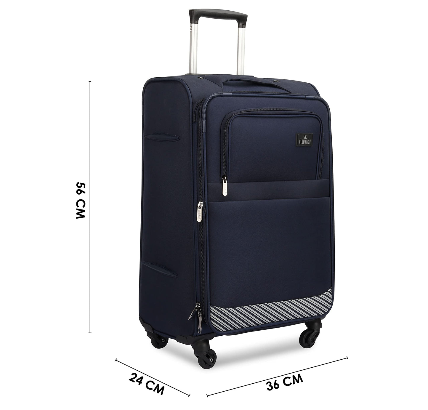 THE CLOWNFISH Sydney Luggage Trolley Bag - Soft Case with Combination Lock | 48.3L | Small Size | Navy Blue