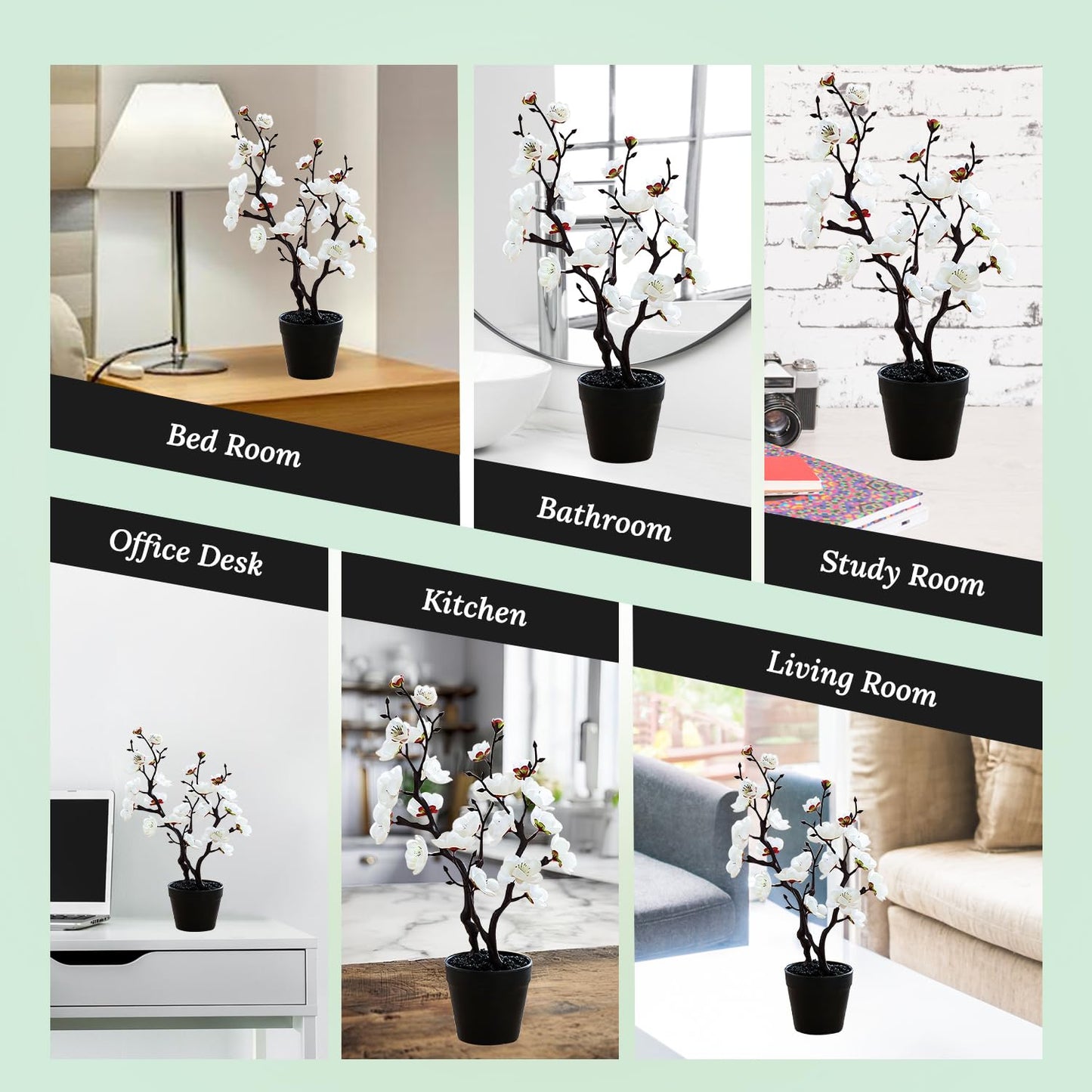 Ekhasa Cherry Blossom Artificial Flowers with Vase Pot for Home Decoration (34 CM Total Height, 23 Flower Heads) | Guldasta Flower Pots with Artificial Show Flower for Living Room, Bedroom, Office