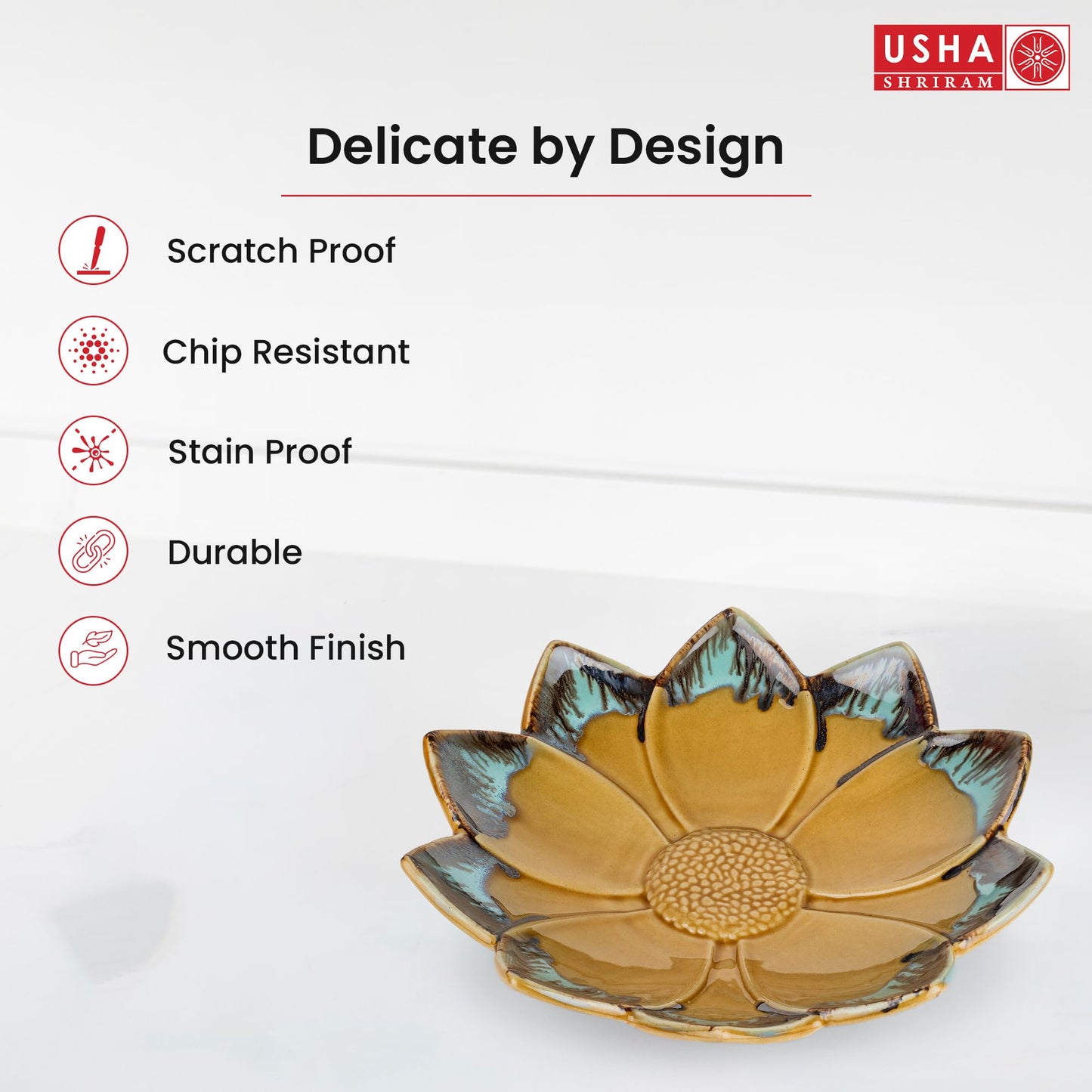 USHA SHRIRAM Ceramic Tray for Serving | Microwave Safe | Dry Fruit Tray for Serving | Fruit Basket for Dining Table | Serving Platter Tray for Snacks | Fruit Tray | Snack Tray (Brown Blue)