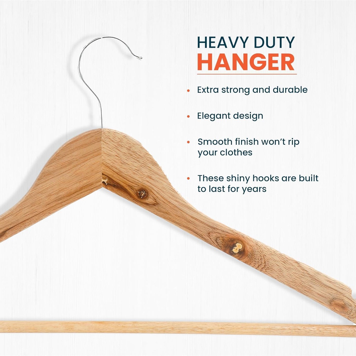 Set of 20: Wooden Cloth Hangers with Chromed Steel Hook | Natural Color | Durable & Stylish Storage | 20 pcs