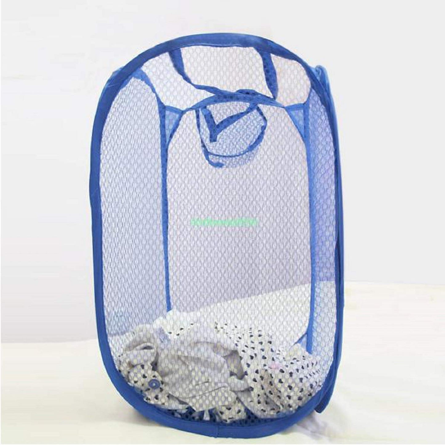 Kuber Industries Nylon Mesh Laundry Basket - Colour and Print Might Vary According to Availibility (Kubl1223), Blue