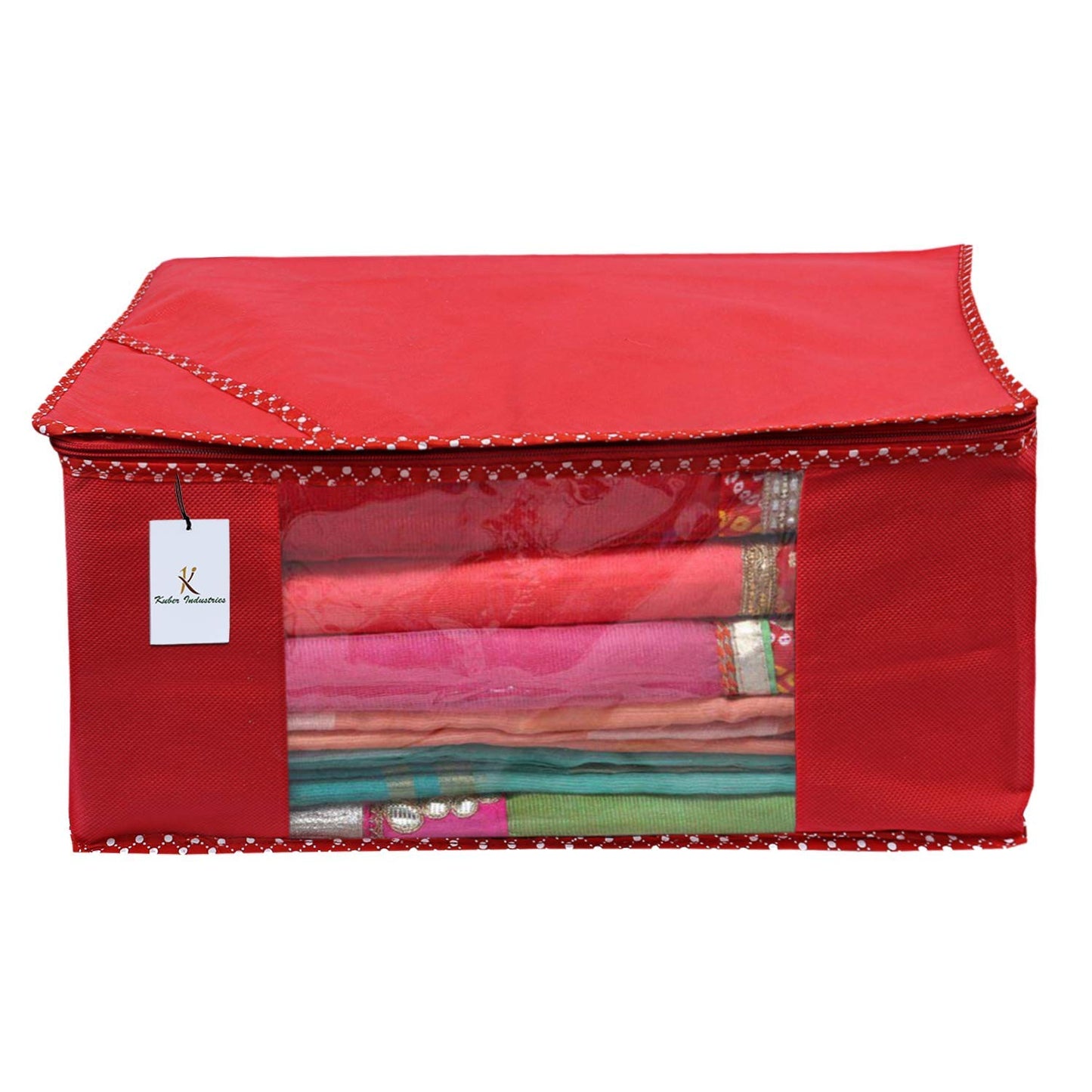 Pack of 9: Non Woven Saree Cover Set - Durable, Lightweight | Large Size | Red | Rectangular Design