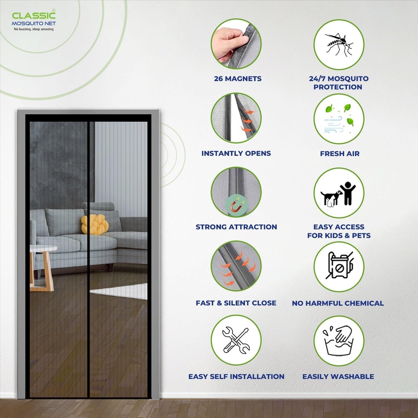 Classic Mosquito Net - easy-to-install door curtain