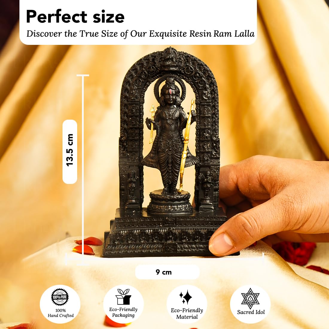 Ekhasa Ram Lalla Idol | Ayodhya Ram Lala Murti Exact Replica | Shri Ramlala Statue | Shree Ram Bhagwan Murti for Car Dashboard, Home, Pooja Temple, Gift | Lord Rama Idol | Sri Ramlalla (5 inch)