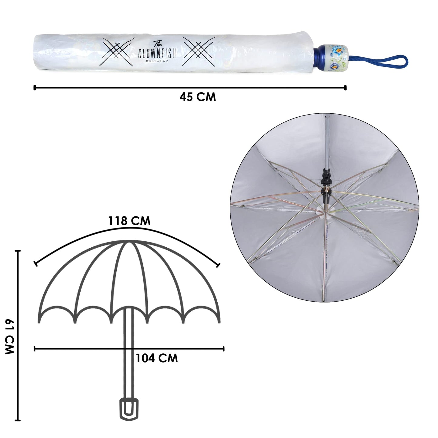 Folding Umbrella - Waterproof, Floral Design, Auto Open | Includes Strap | Octagonal Shape | Marina Violet