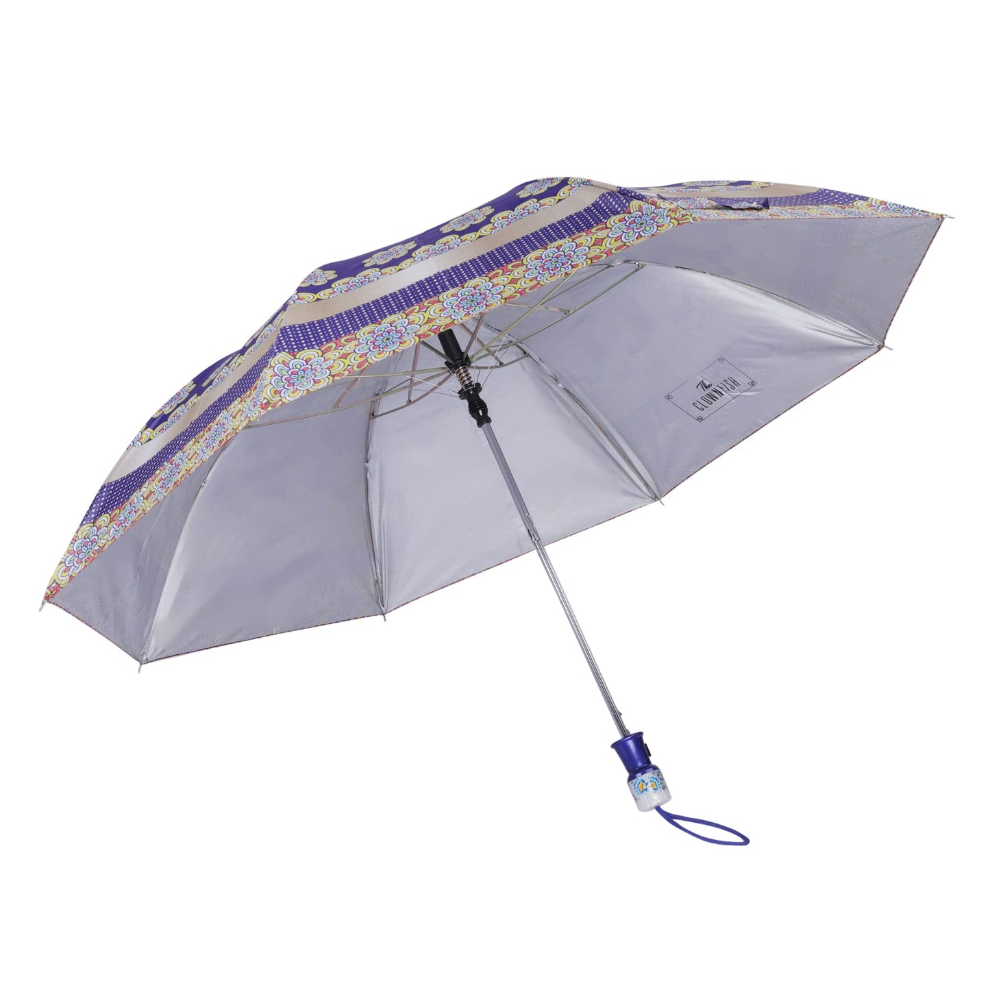 Folding Umbrella - Waterproof, Floral Design, Auto Open | Includes Strap | Octagonal Shape | Marina Violet