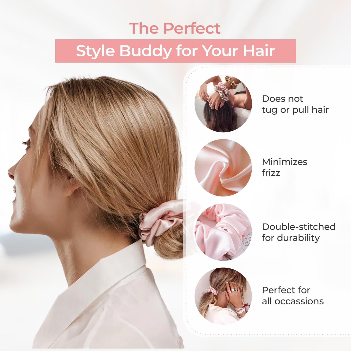 Prolixr Pink Satin Scrunchie - Enhance your hairstyle effortlessly