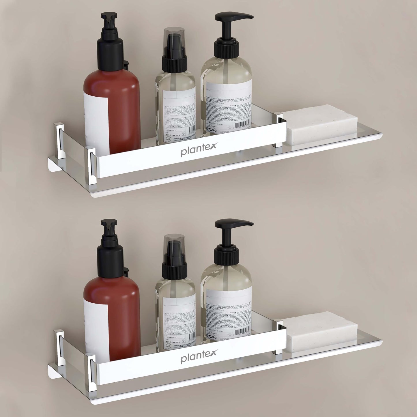 2in1 Stainless Steel Bathroom Shelf with Soap Dish | Wall Mount | 15x5 Inches | Silver Finish | Modern Design