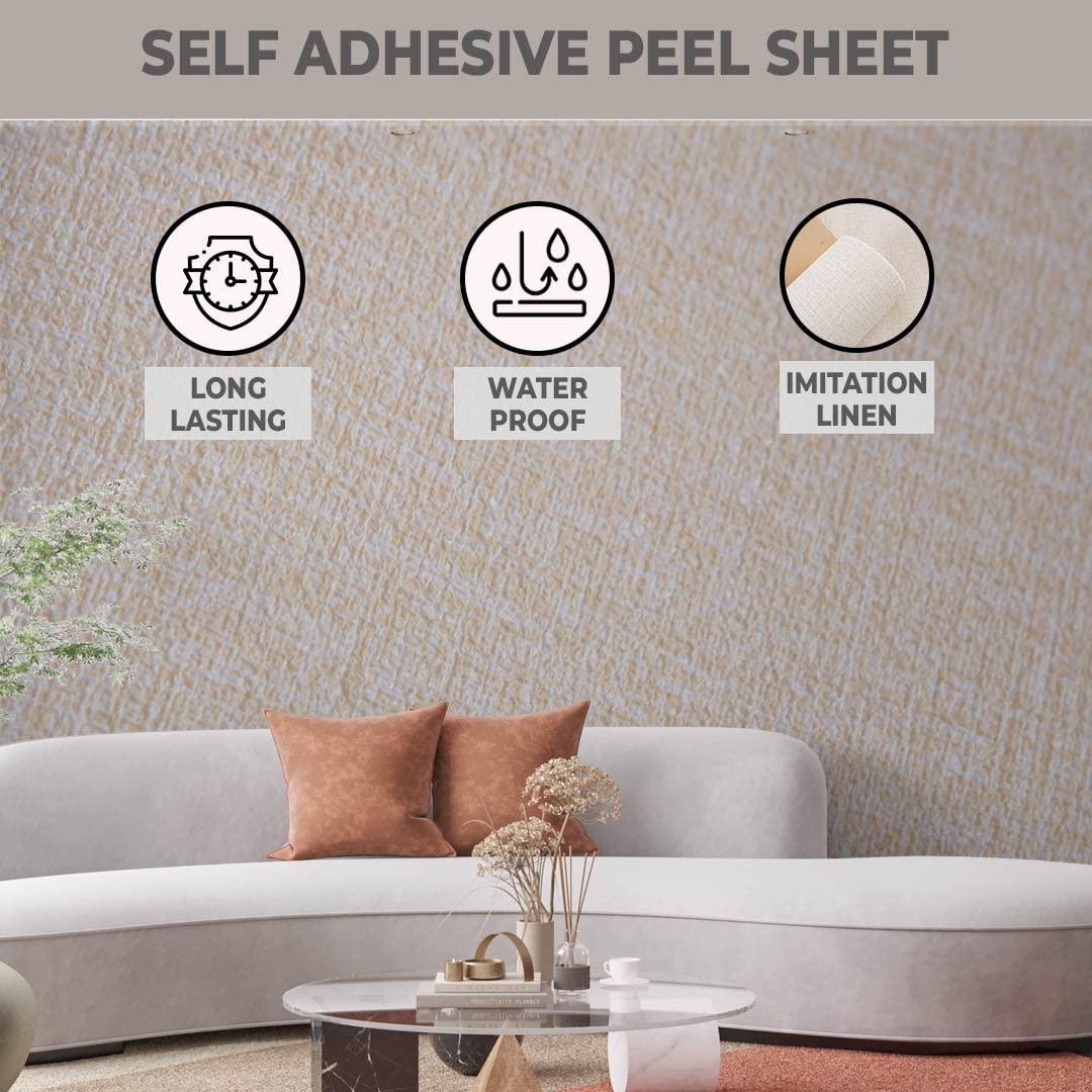 Kuber Industries Imitation Linen Wallpaper for Walls|Textured & Self Adhesive Peel Wall Stickers|Easy to Peel, Stick & Remove DIY Wallpaper|Suitable on All Walls|Pack of 2 Roll,50 cm X 280 cm