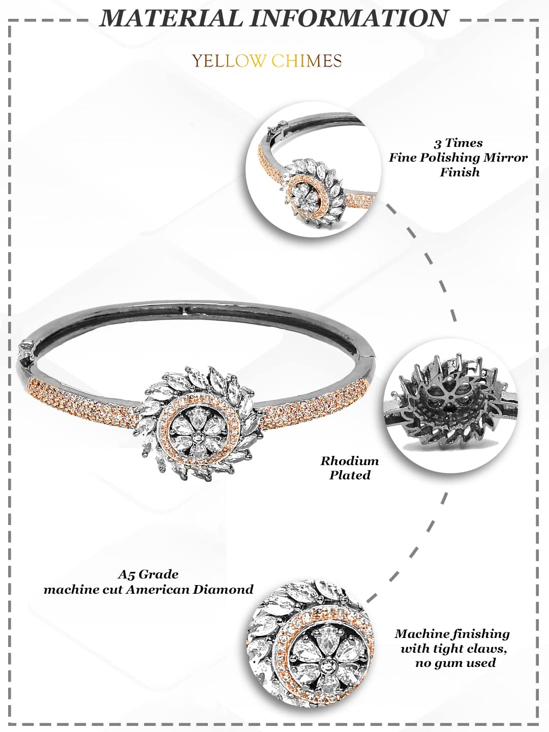 Yellow Chimes AD Bangle Bracelet - Charming everyday accessory