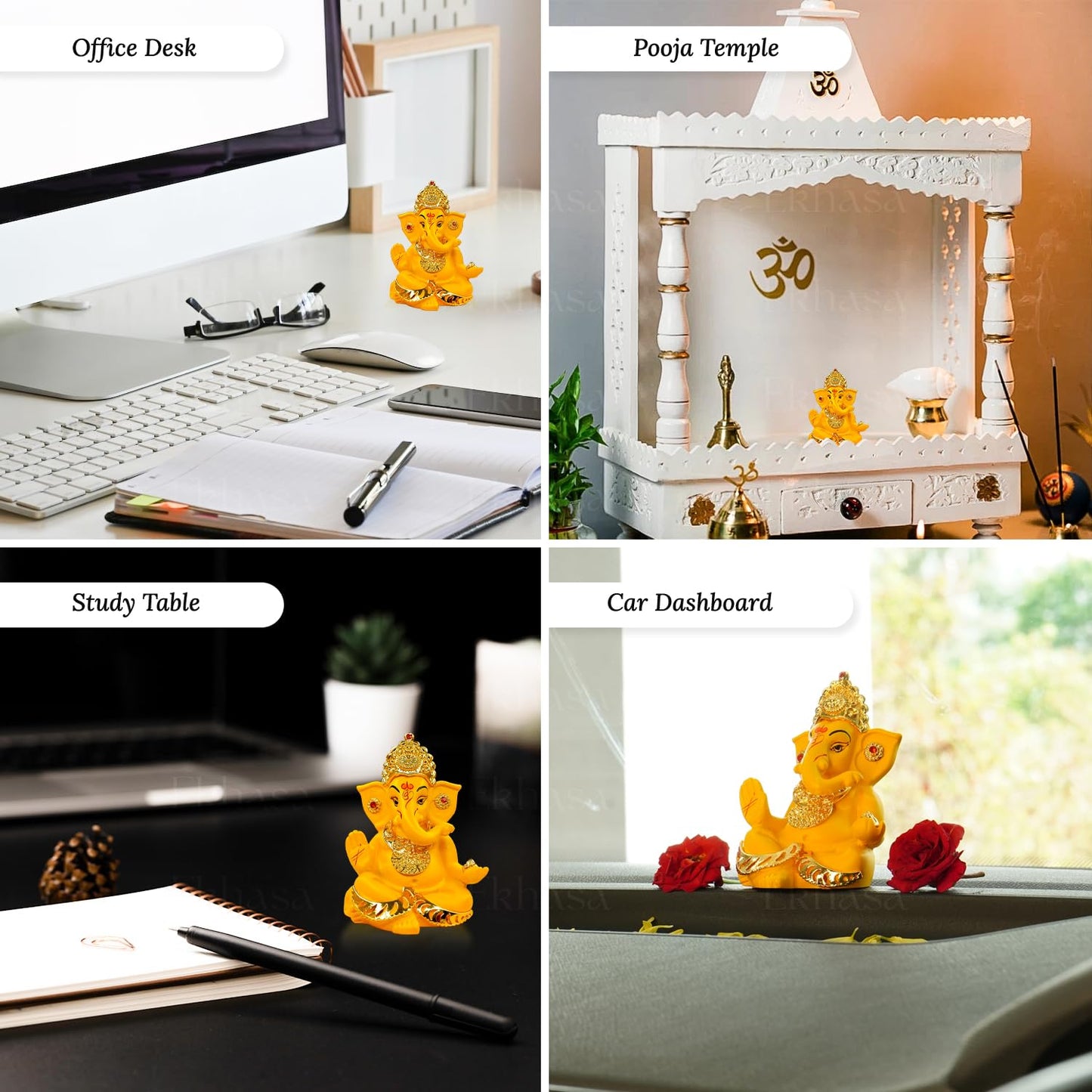 Ganesh Idol for Car Dashboard & Home Decor | Traditional Mango Resin | Perfect for Office & Housewarming