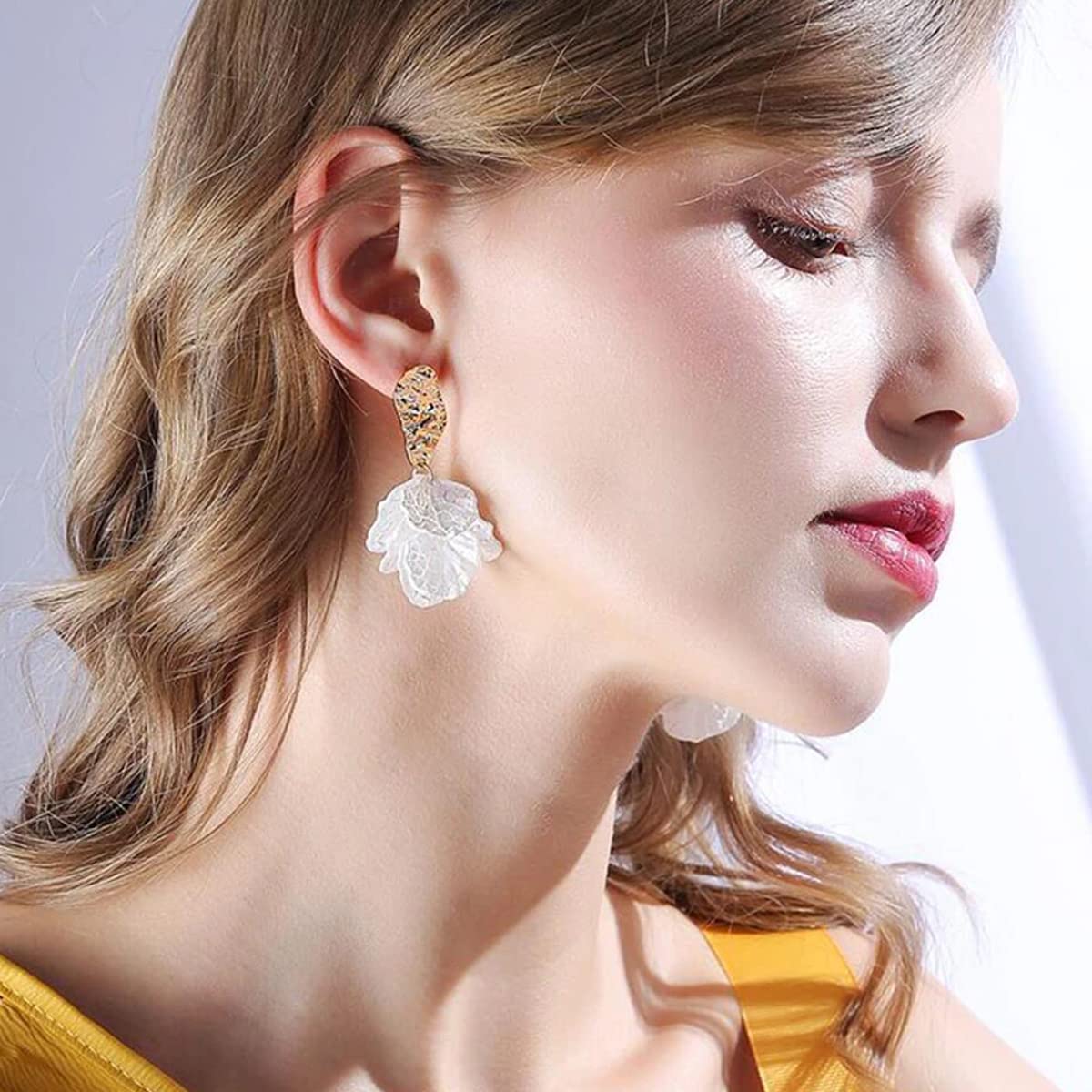 Yellow Chimes Floral Pearl Drop Earrings - Party Wear