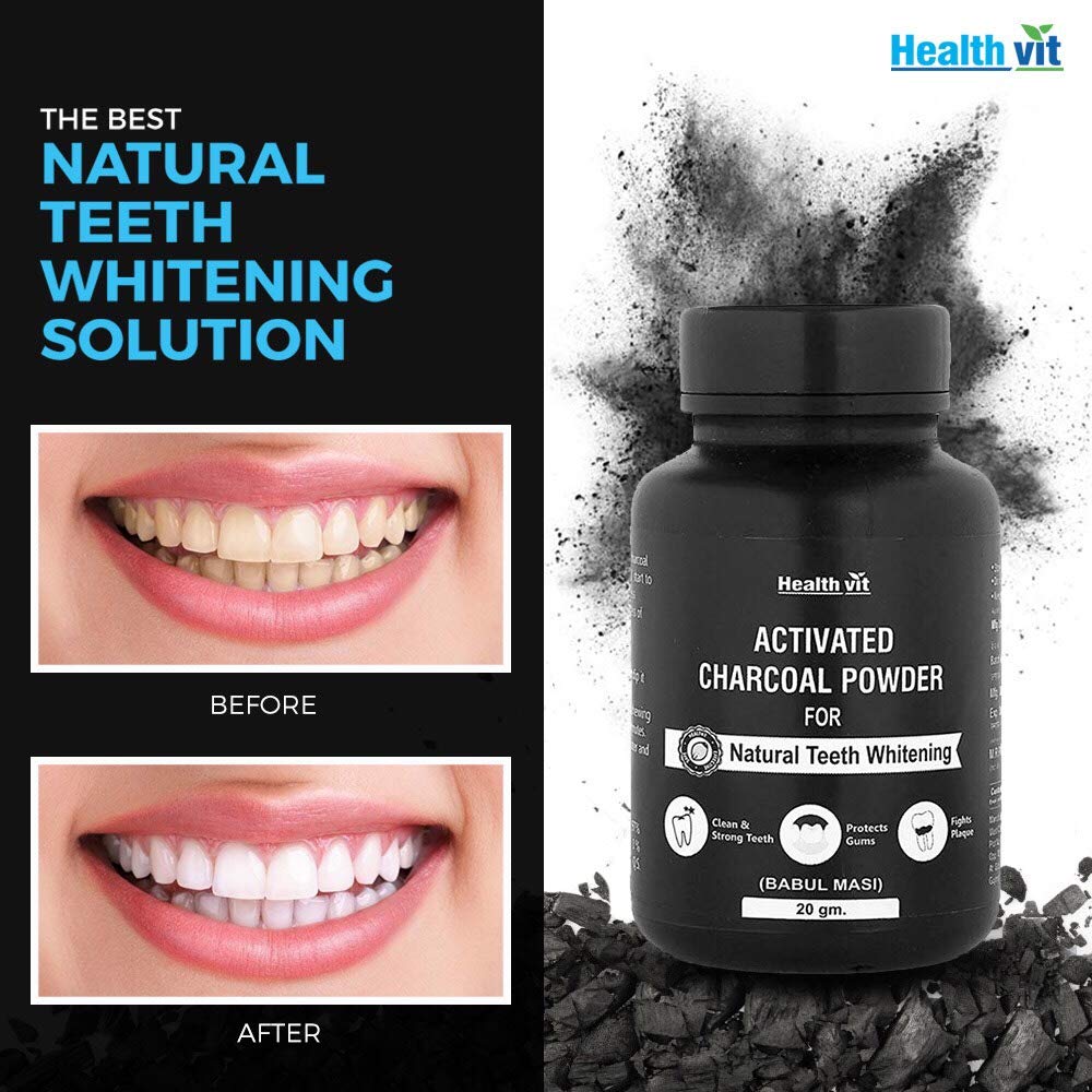 Healthvit activated charcoal powder - daily oral hygiene support
