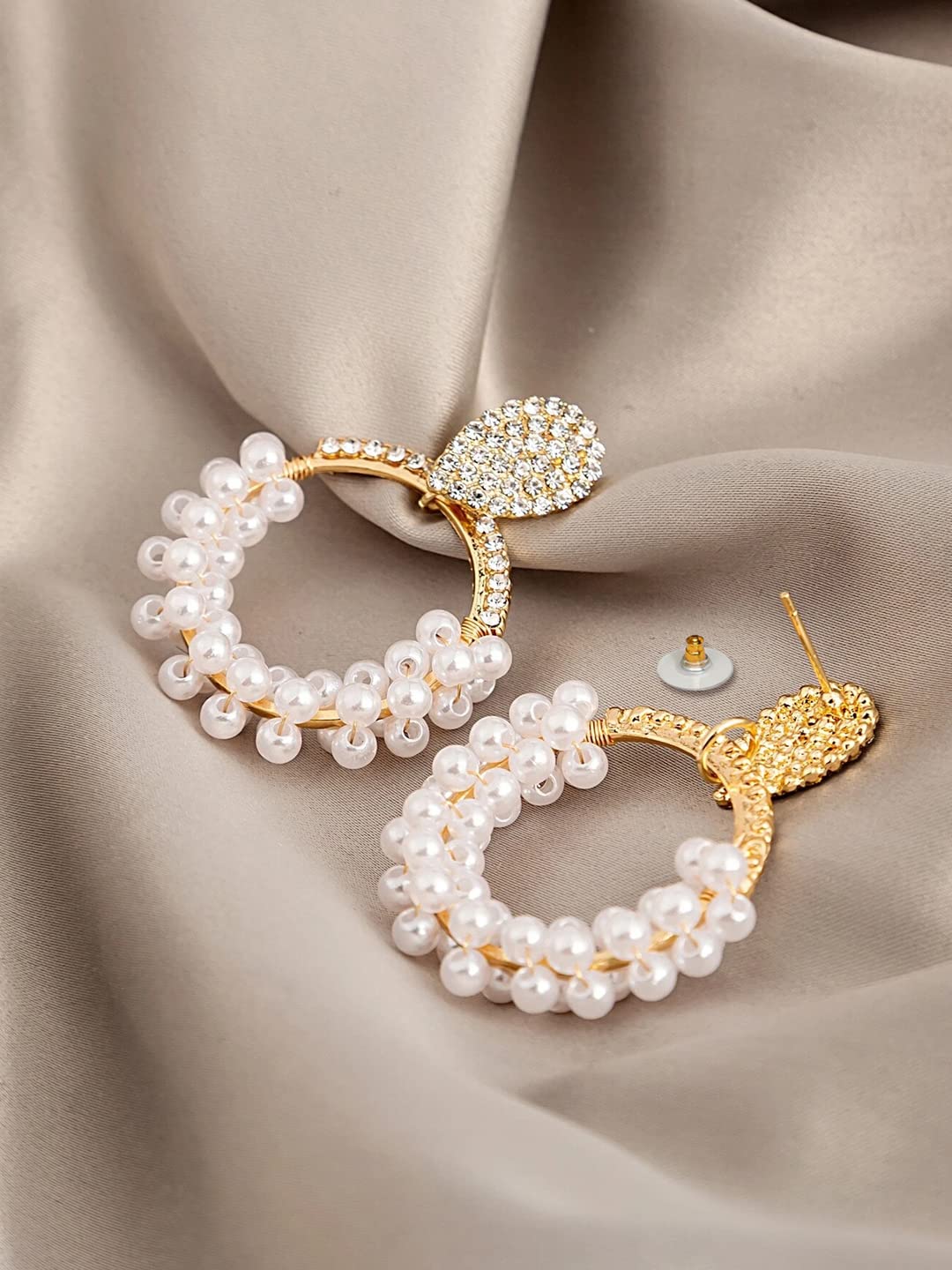 Yellow Chimes pearl embellished earrings - stylish for casual outings