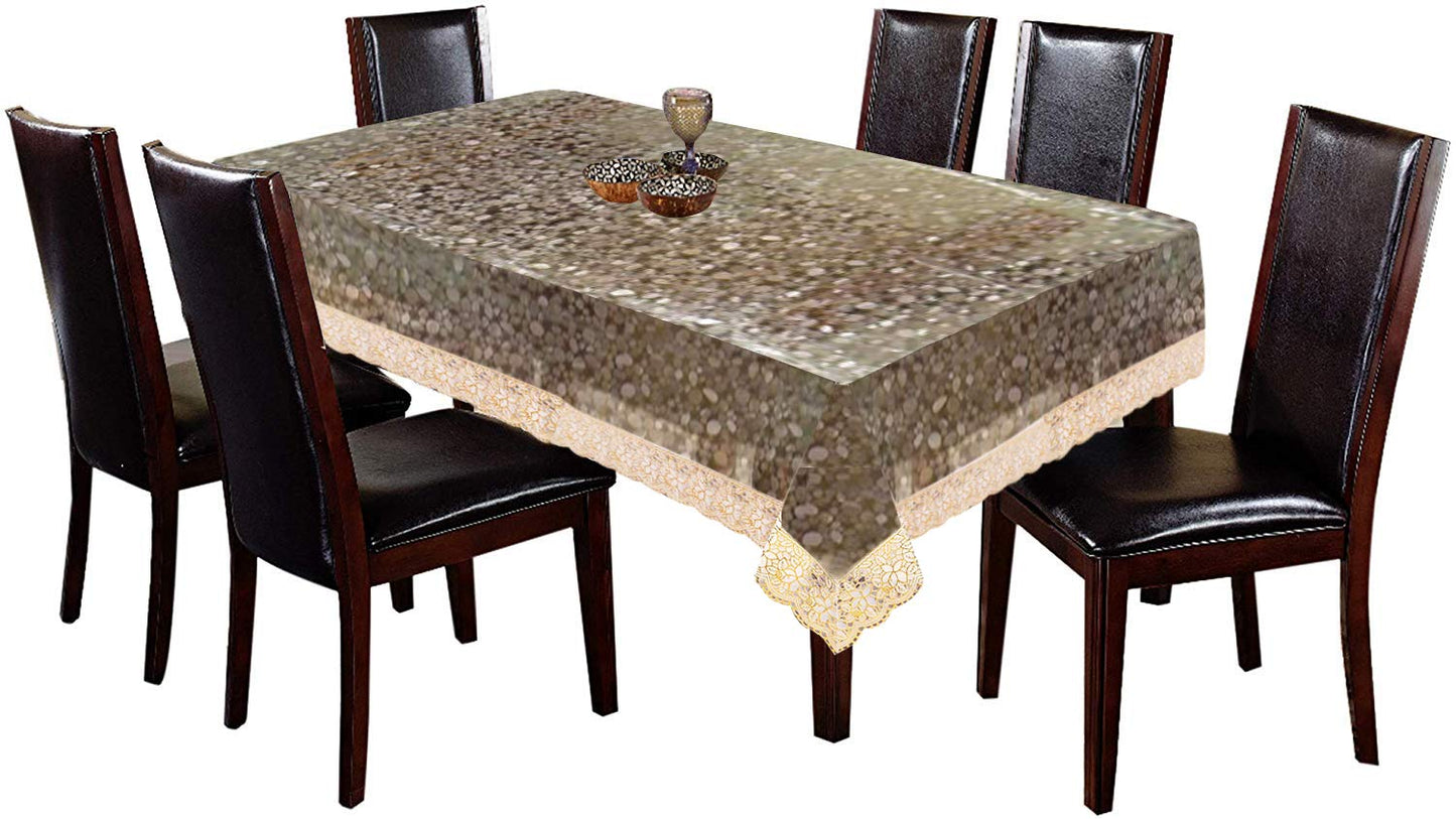 PVC Plastic Dining Table Cover - 3D Design, Smooth Finish | 60"x90" | Golden, Transparent | For Living Room