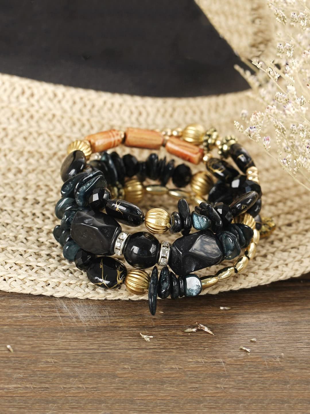 Yellow Chimes layered stretch bracelet - elegant birthday gift