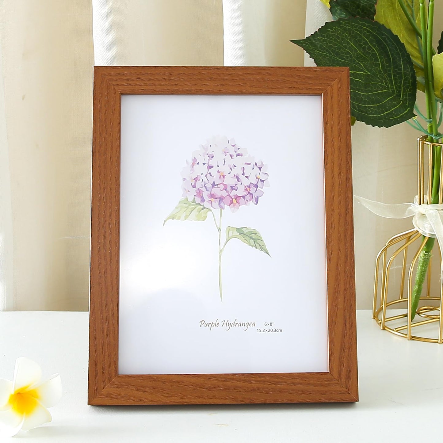 Photo Frame - Crystal Clear Glass, Horizontal & Vertical Use | 16.7x21.8 CM | Brown | For Home & Office