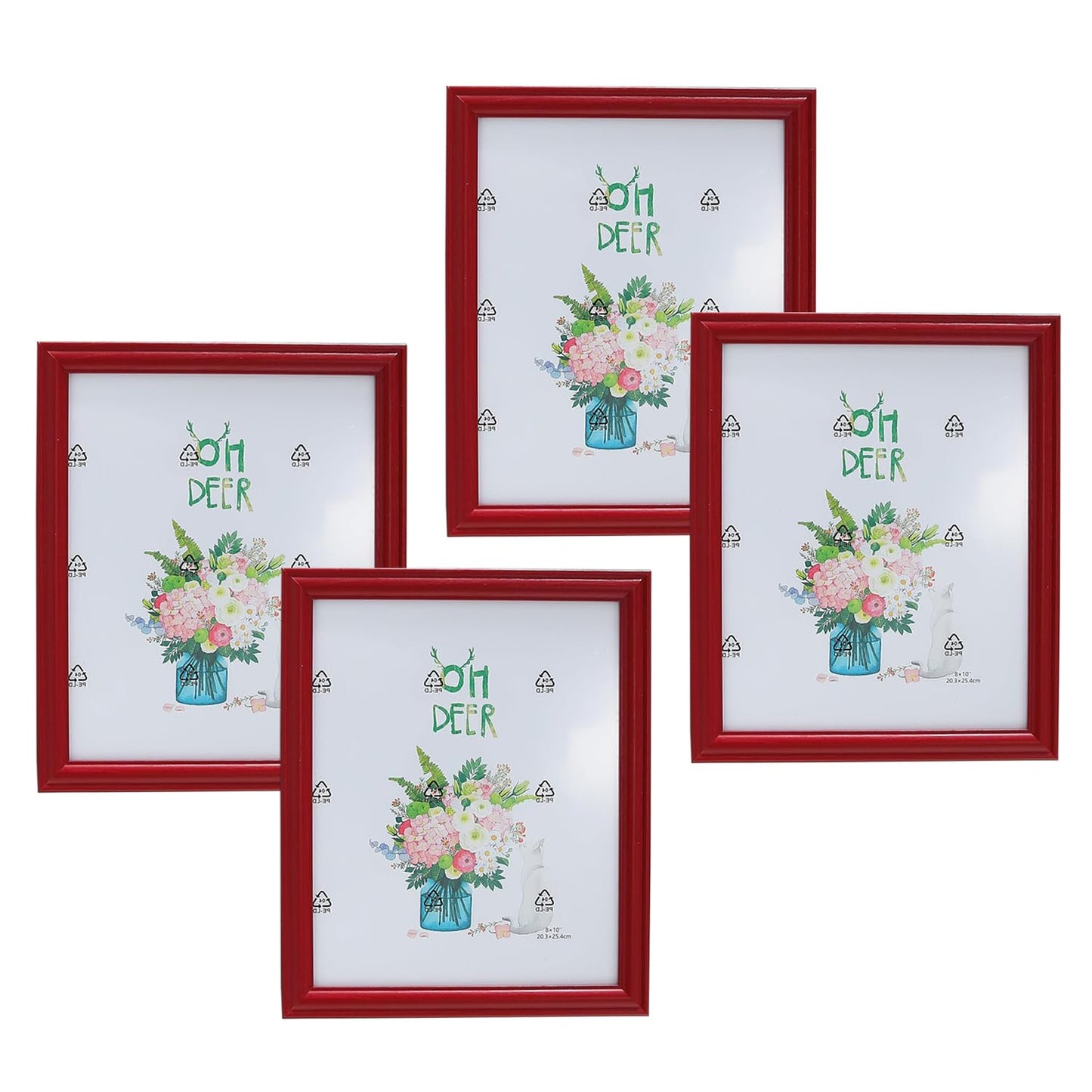 Pack of 4: Photo Frames - Crystal Clear Glass, Vertical & Horizontal Use | Perfect for Home, Office | 21.8x26.9 cm | Brown