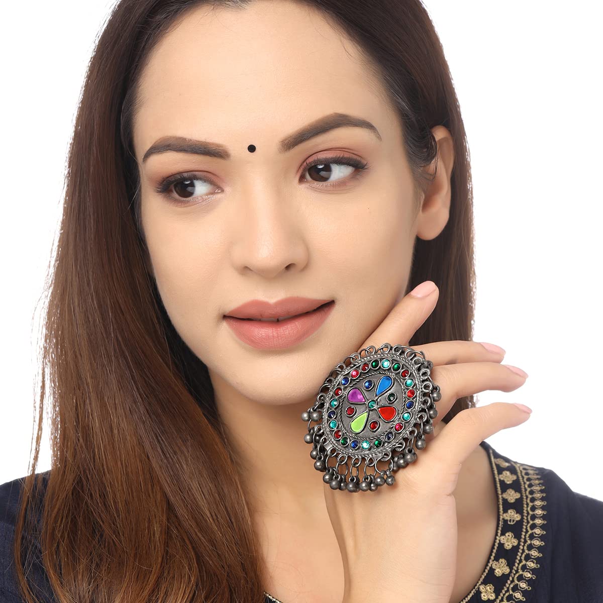 Yellow Chimes adjustable beaded ring - stylish accessory