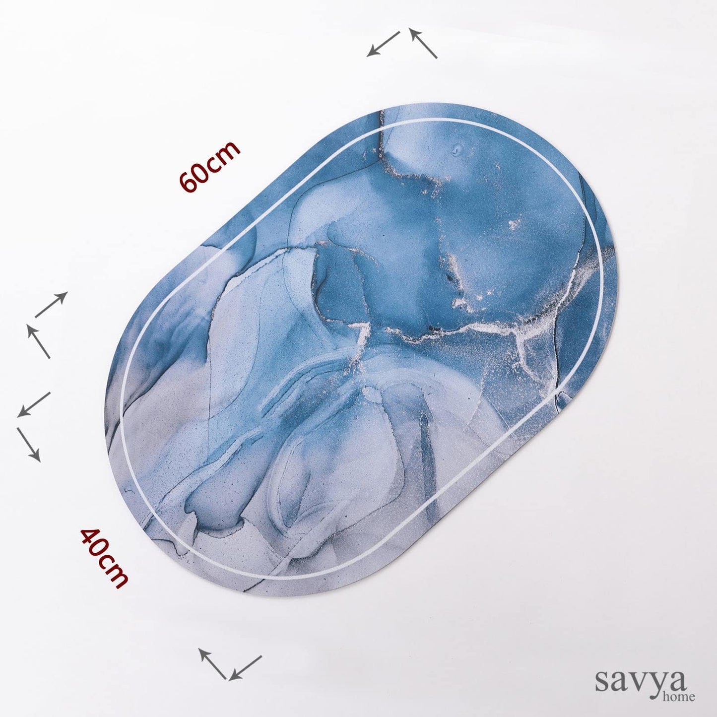 Pack of 2: Anti-Skid Polypropylene Bathroom Mats | Multipurpose for Living Room, Kitchen | 60 x 40cm | Metallic & Bluish