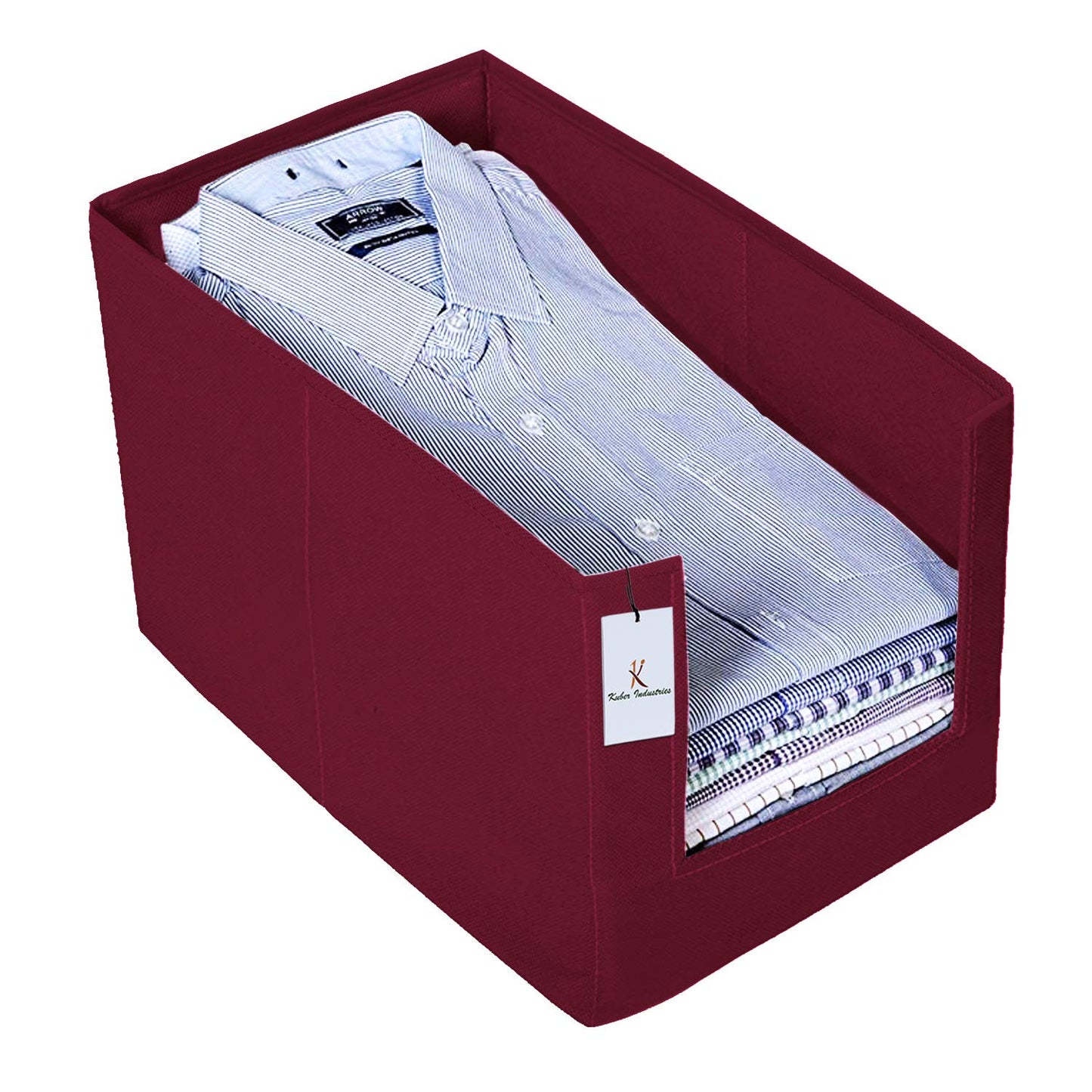 Pack of 4: Non Woven Shirt Stacker Wardrobe Organizers | Clothes Covers | Standard Size | Maroon