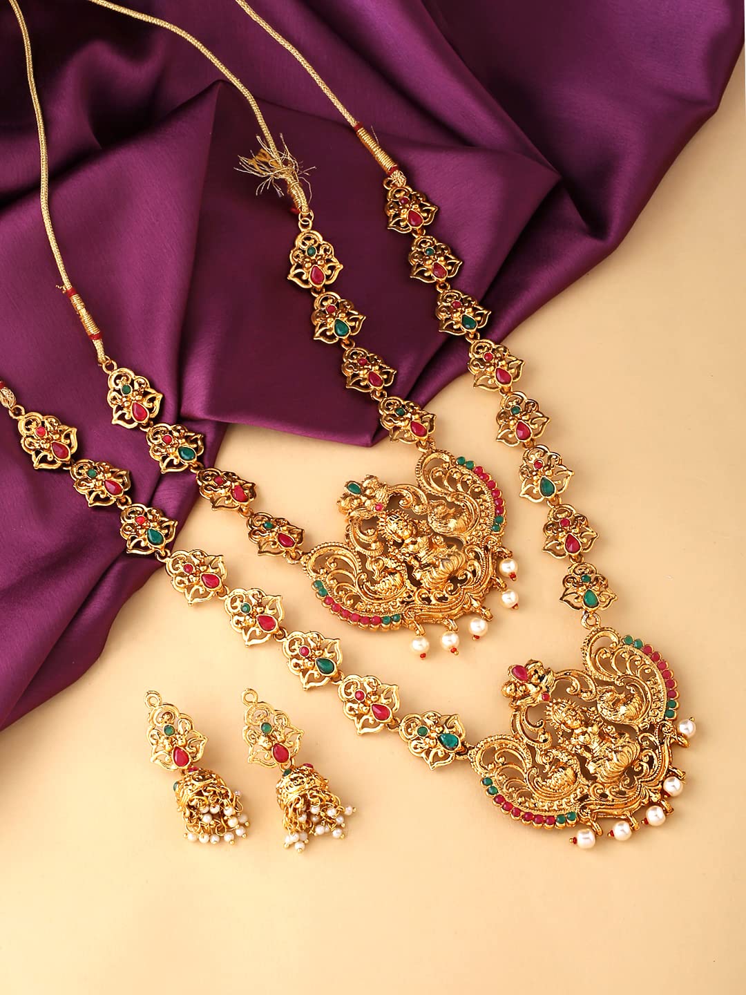 Yellow Chimes Traditional Temple Jewellery Set - Grand Wedding Outfit