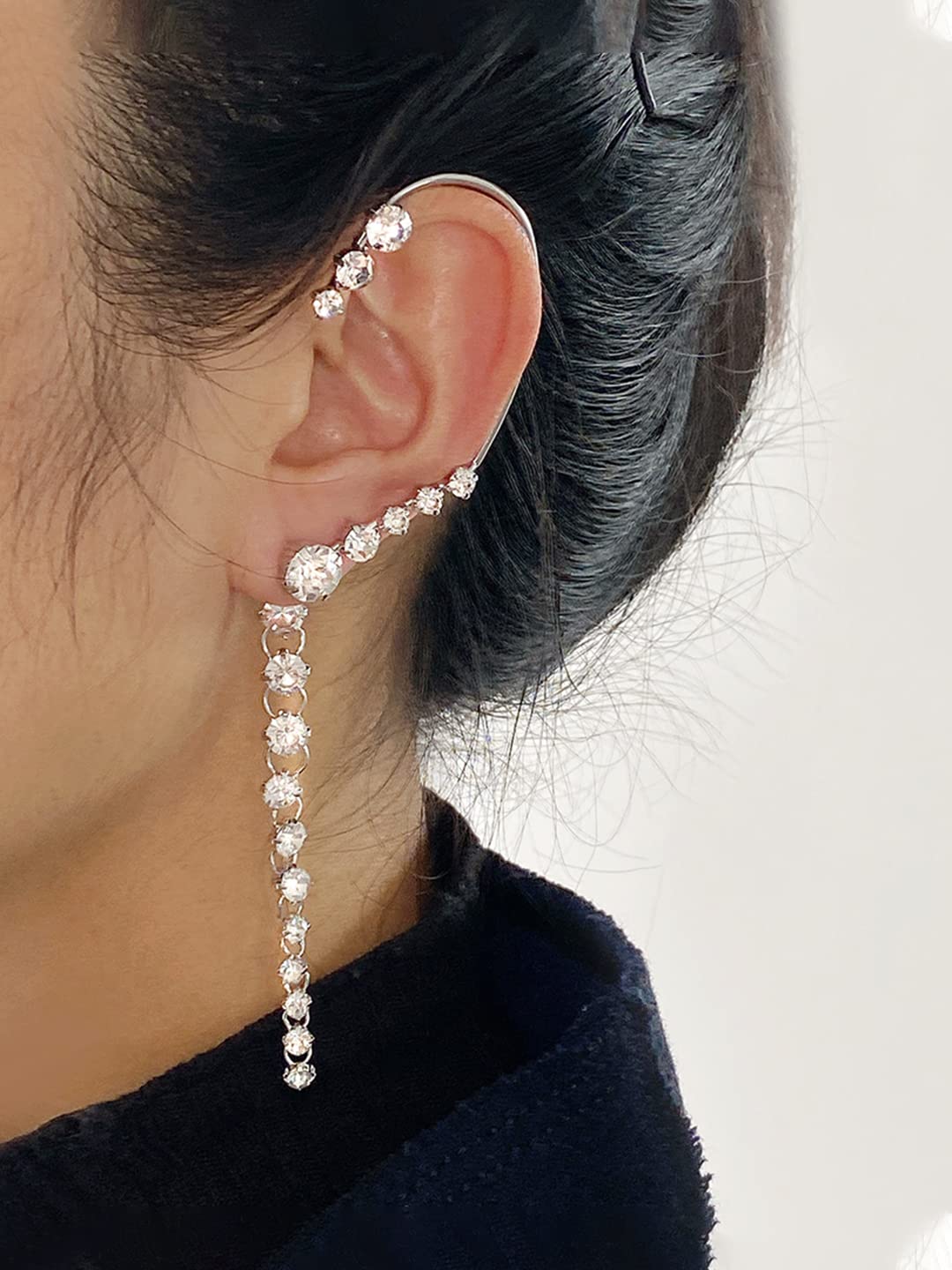 Yellow Chimes silver tone earrcuffs - ready-to-gift accessory