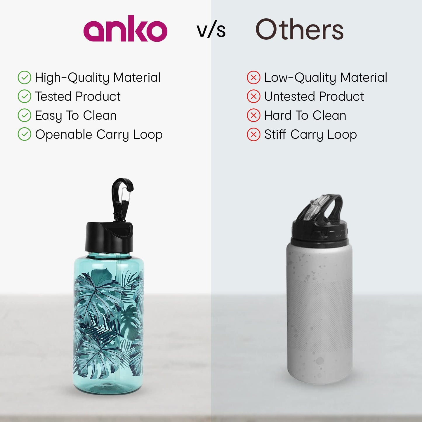 650 ML Leakproof Plastic Sipper Water Bottle - Freeze Stick, Flip-Top Lid & Straw | Dark Palm