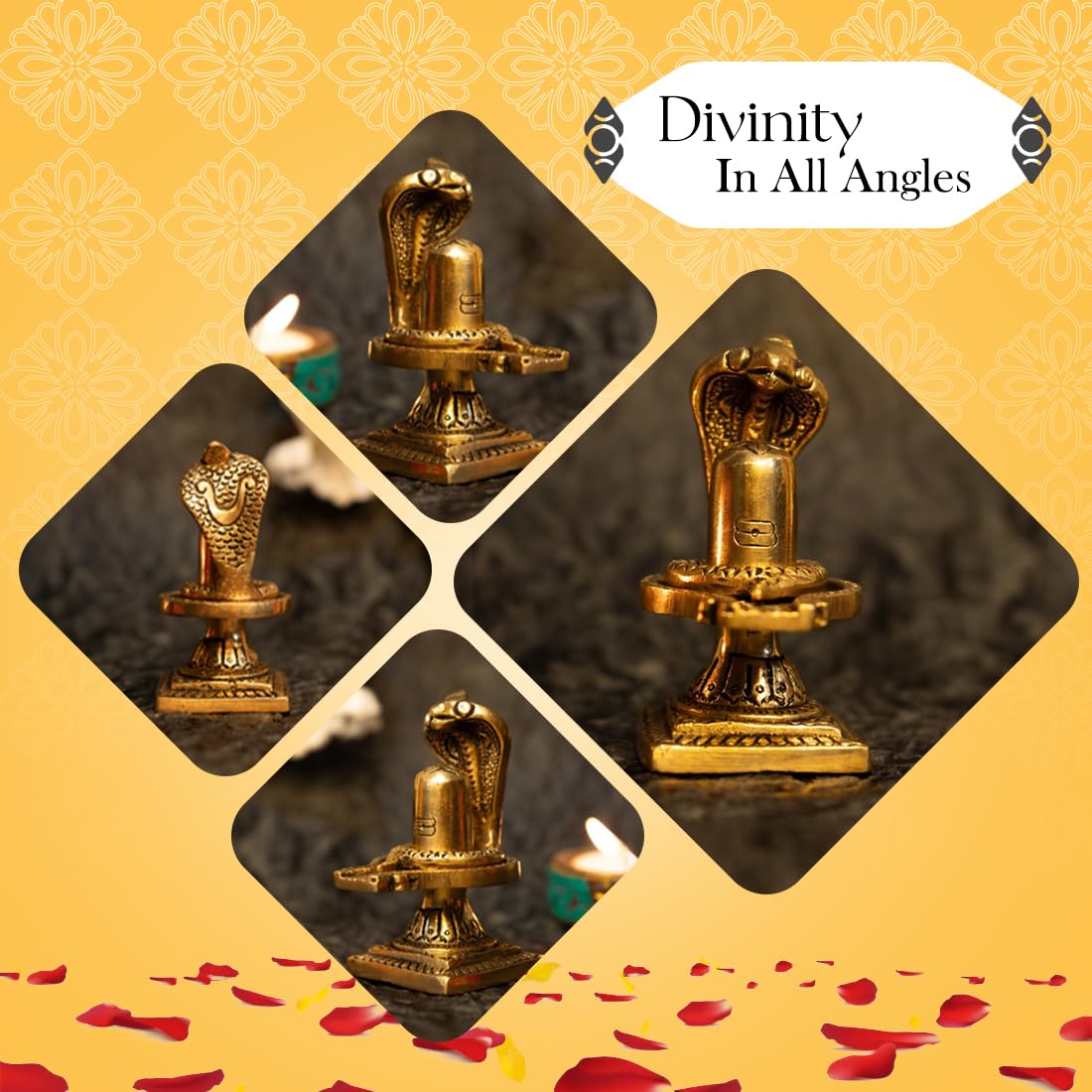 100% Pure Brass Shivling for Home Puja | Traditional Religious Idol | 8 cm | Polished Gold Finish