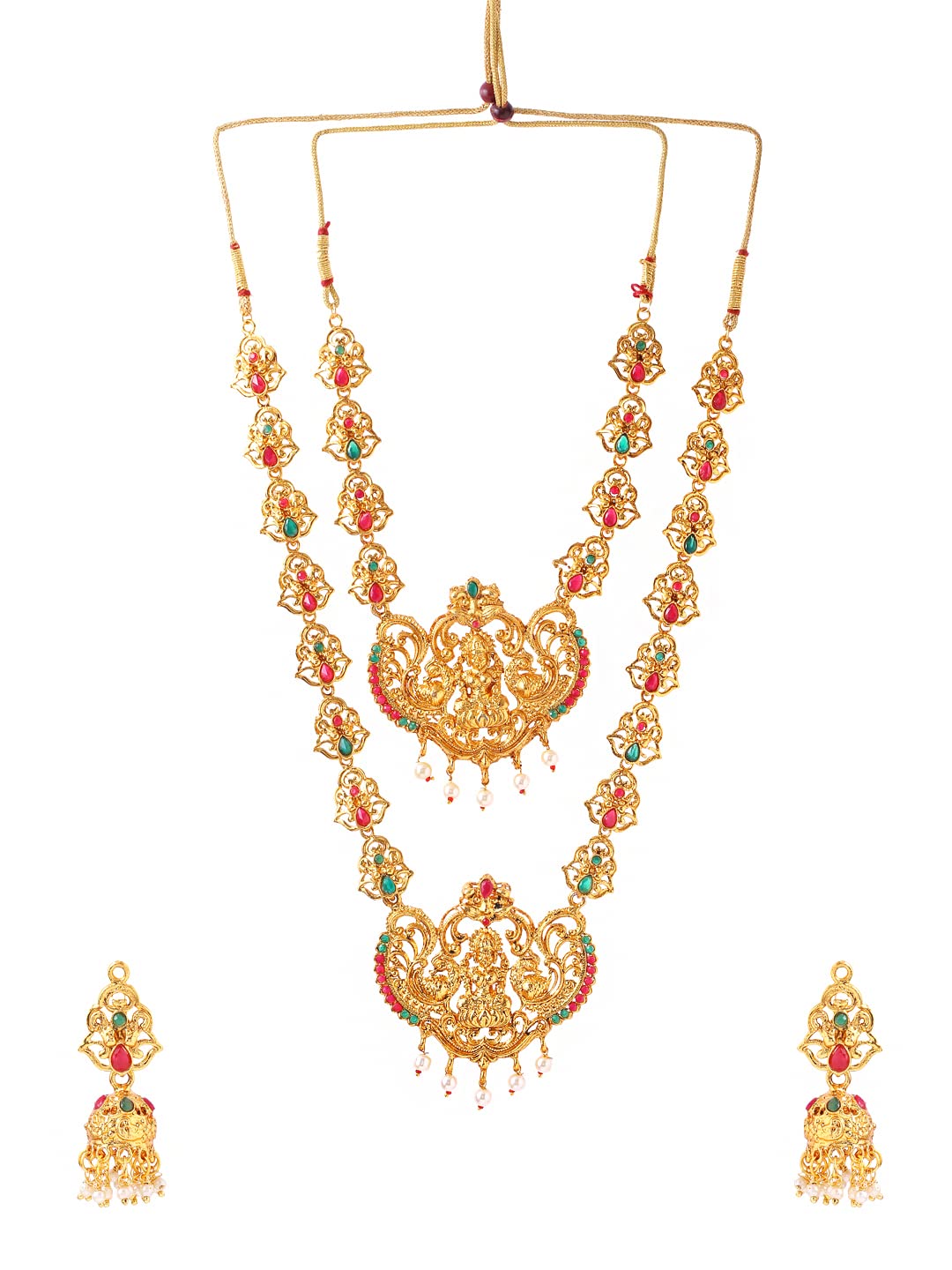Yellow Chimes Gold Temple Necklaces - Traditional Party Accessories