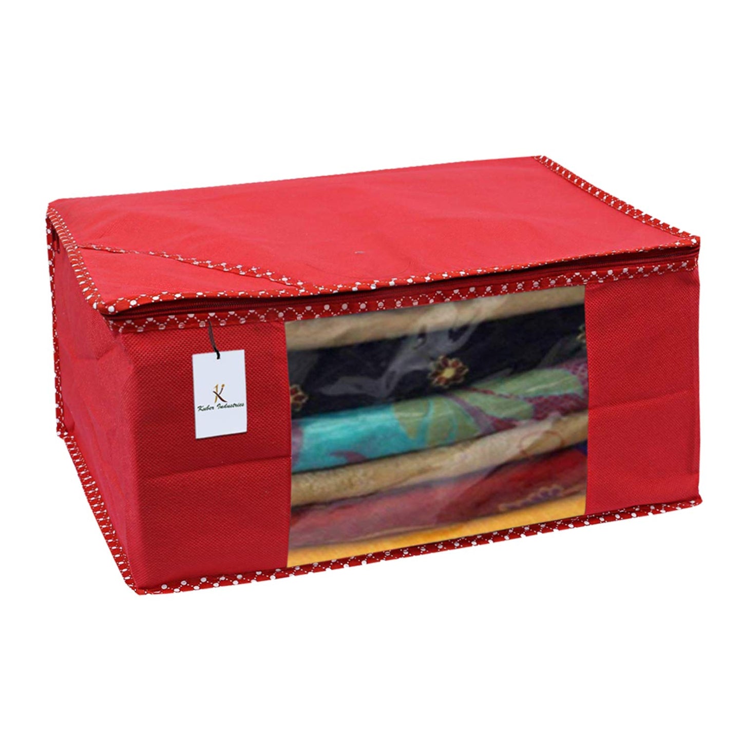 Pack of 9: Non Woven Saree Cover Set - Durable, Lightweight | Large Size | Red | Rectangular Design