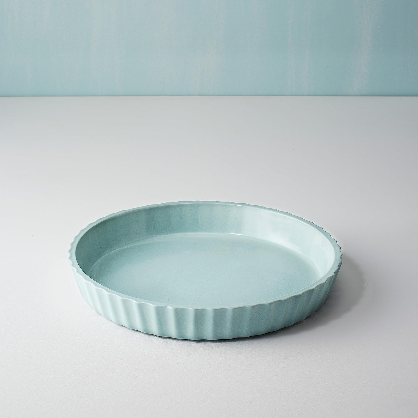 Heart-Shaped Ceramic Tart Dish - Microwave & Oven Safe | Baking & Serving Tray | 1500 ml | Blue